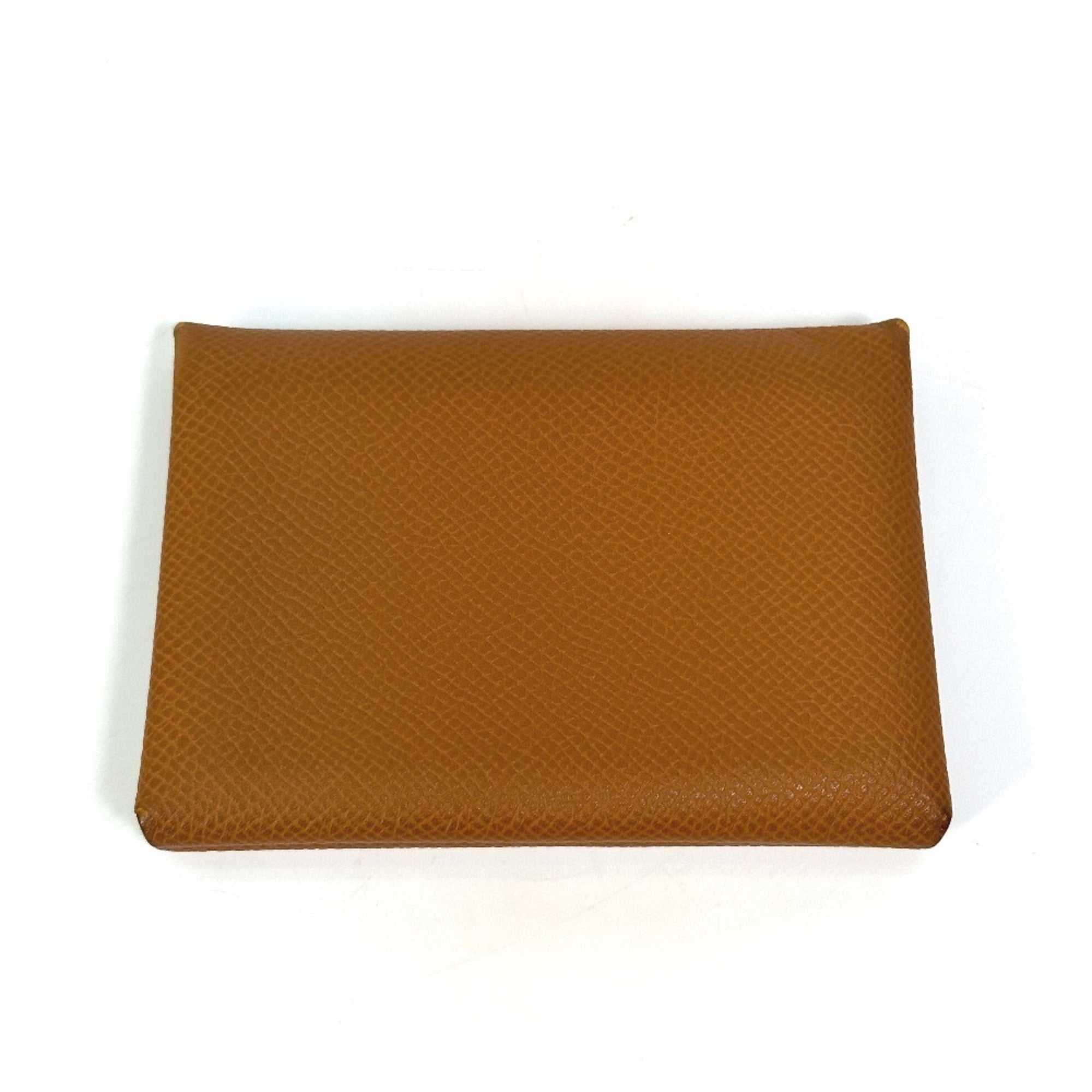 Hermes Brown Gold Brown Epsom Leather Coin Purse/Coin Case (Pre-Owned)