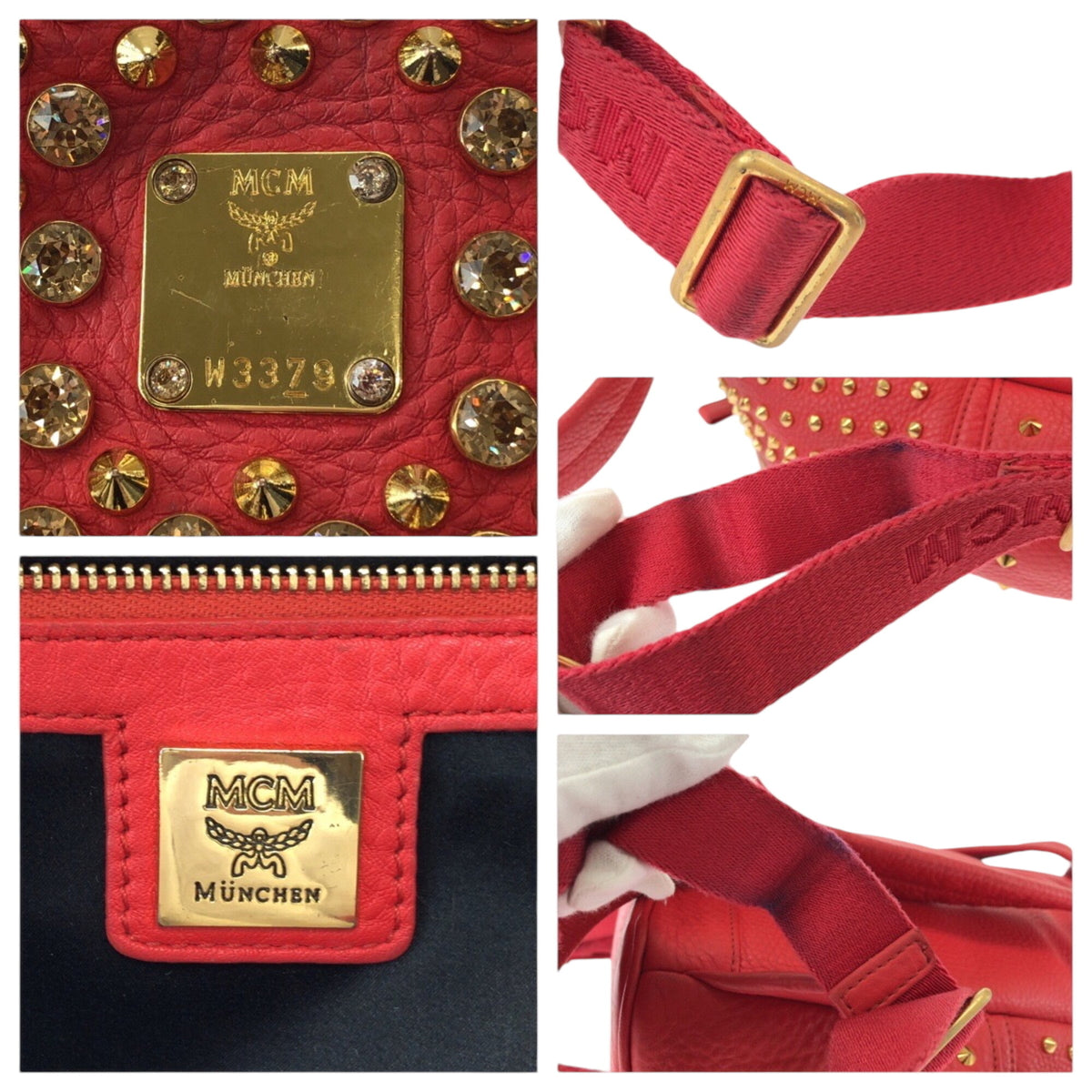 Mcm Red Color Leather Backpack (Pre-Owned)