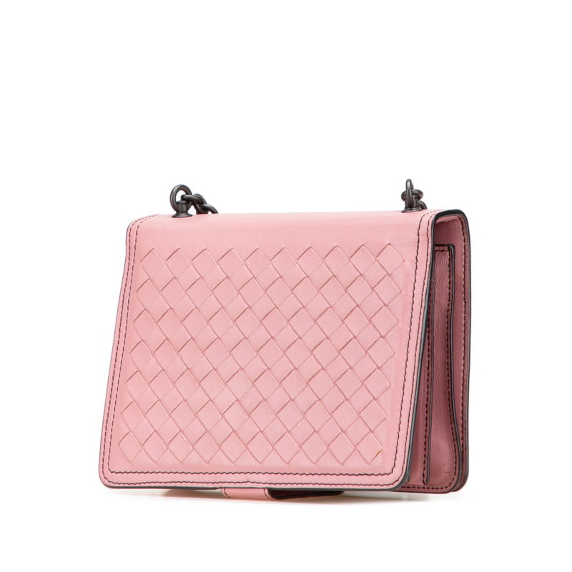 Bottega Veneta Intrecciato Pink Leather Shoulder Bag (Pre-Owned)