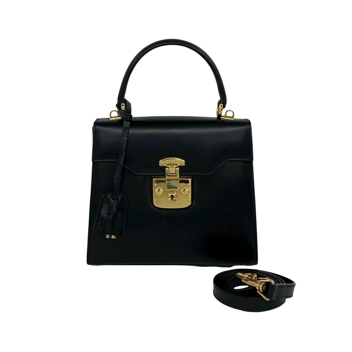 Gucci Black Leather Handbag Shoulder Bag (Pre-Owned)