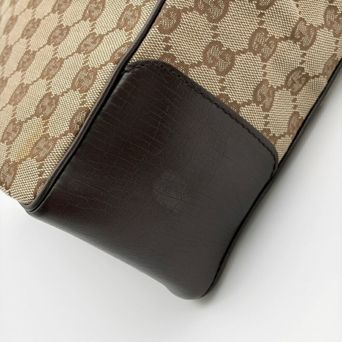 Gucci Beige Brown Bamboo Canvas Leather Tote Bag (Pre-Owned)