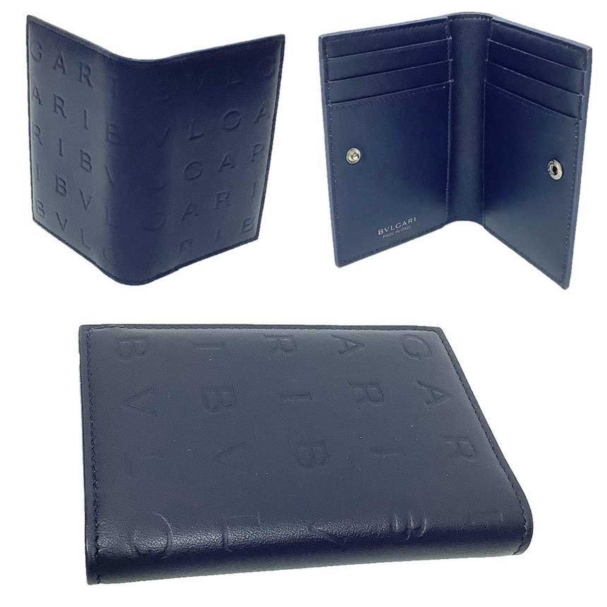 Bvlgari Navy Leather Wallet (Bi-Fold) (Pre-Owned)