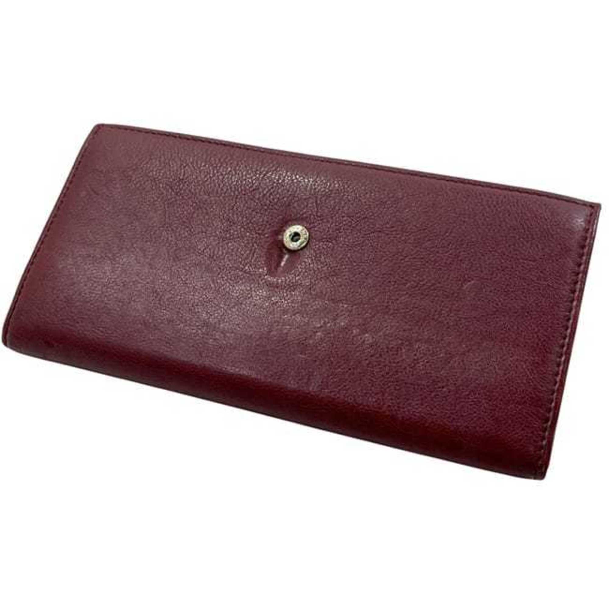 Chanel Bordeaux Leather Long Wallet (Bi-Fold) (Pre-Owned)