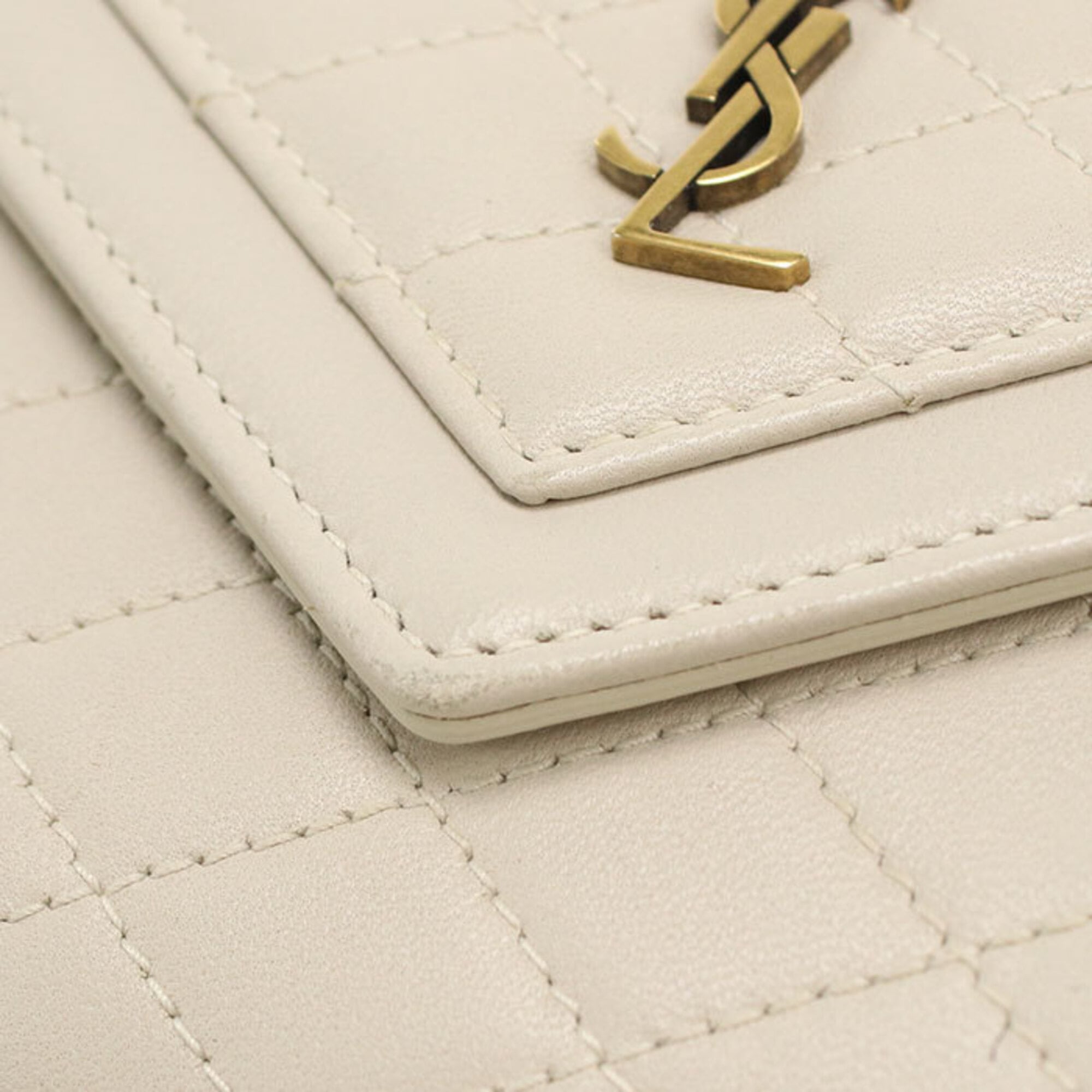 Saint Laurent Ivory Leather Wallet (Tri-Fold) (Pre-Owned)