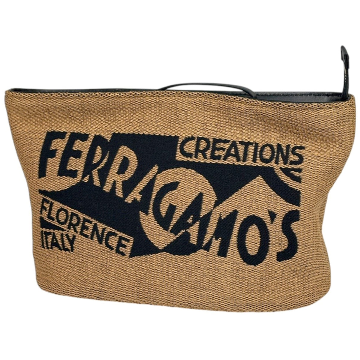 Salvatore Ferragamo Brown Fabric Leather Pouch (Pre-Owned)