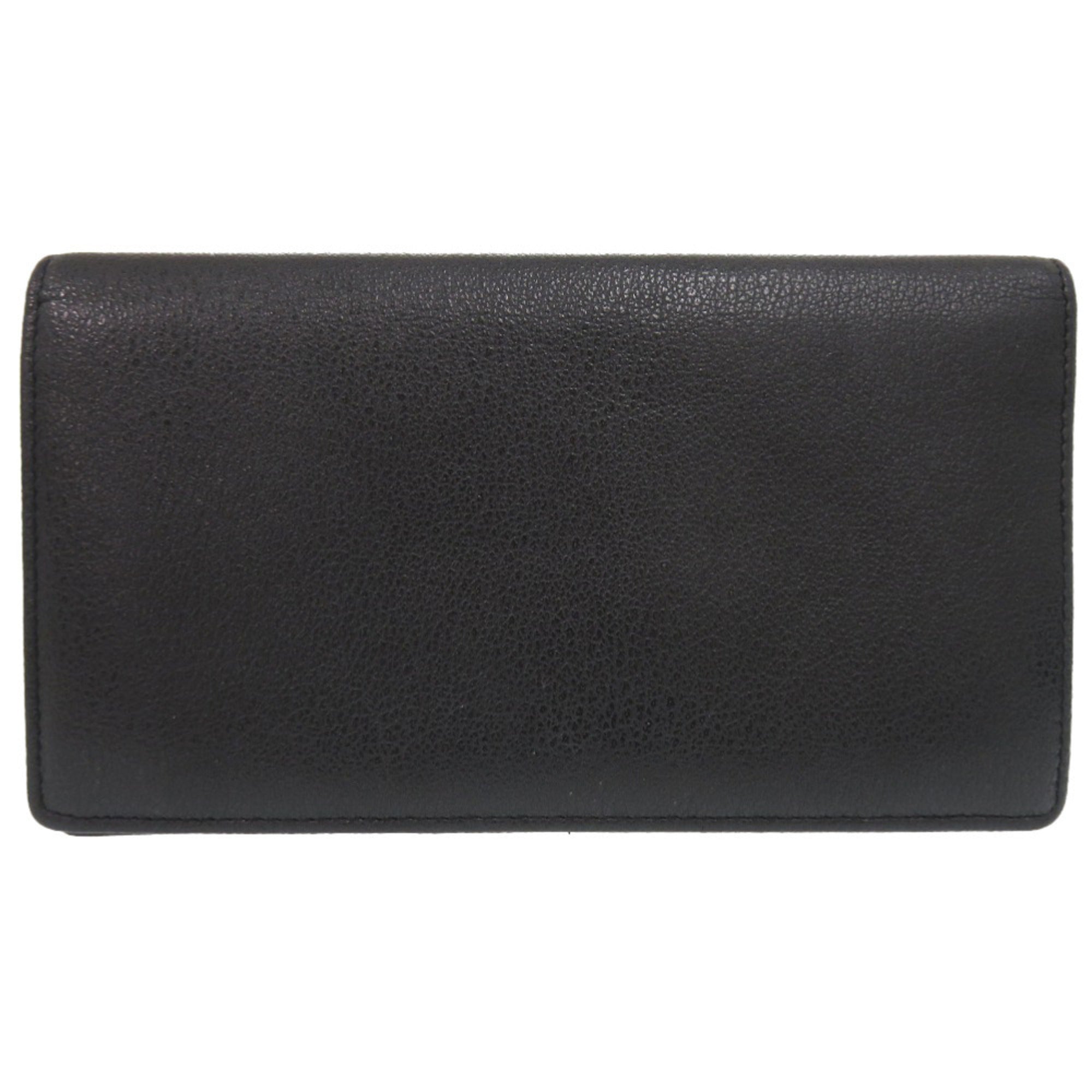 Chanel Camellia Black Leather Long Wallet (Bi-Fold) (Pre-Owned)