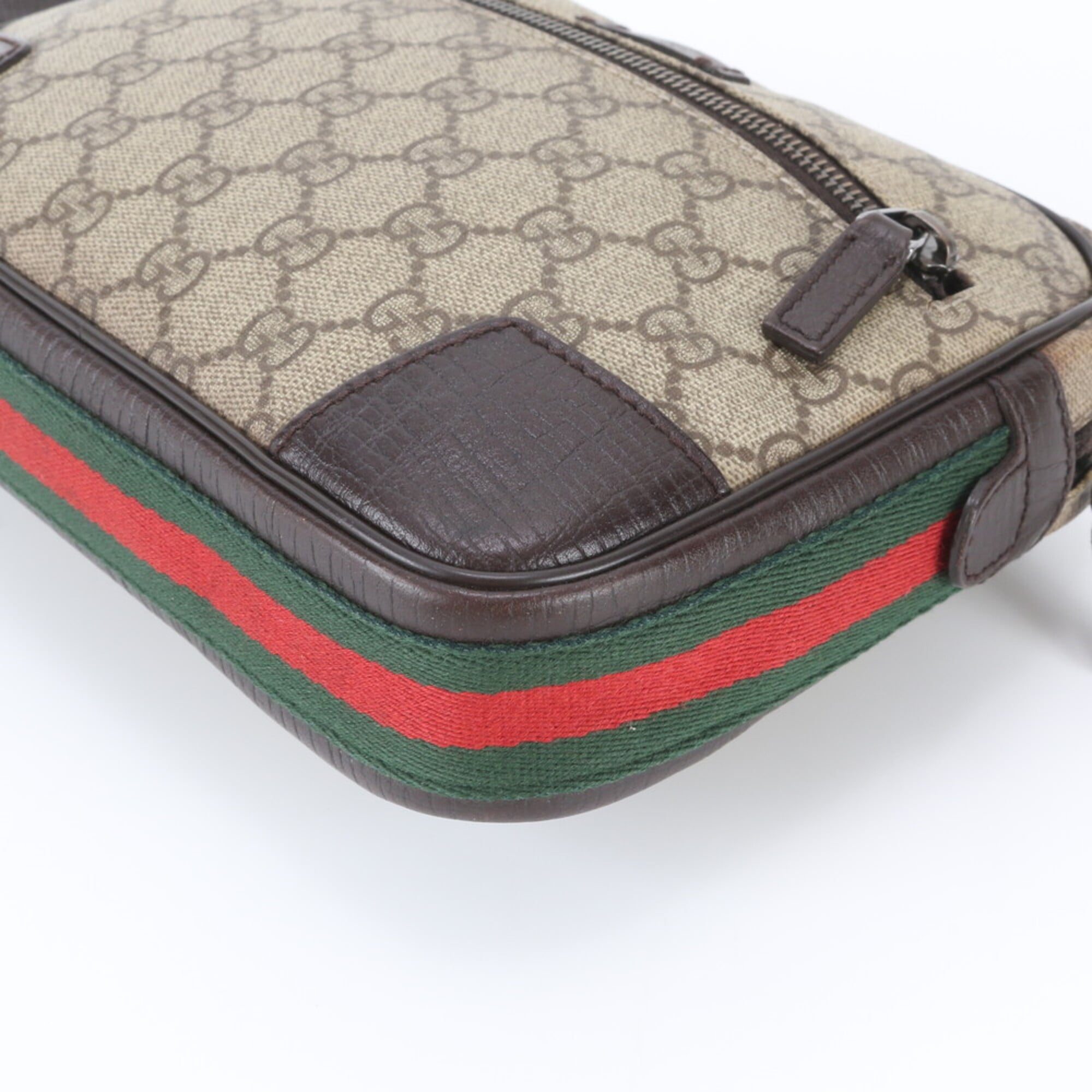 Gucci Brown Leather Coated Canvas Clutch Bag Pouch (Pre-Owned)
