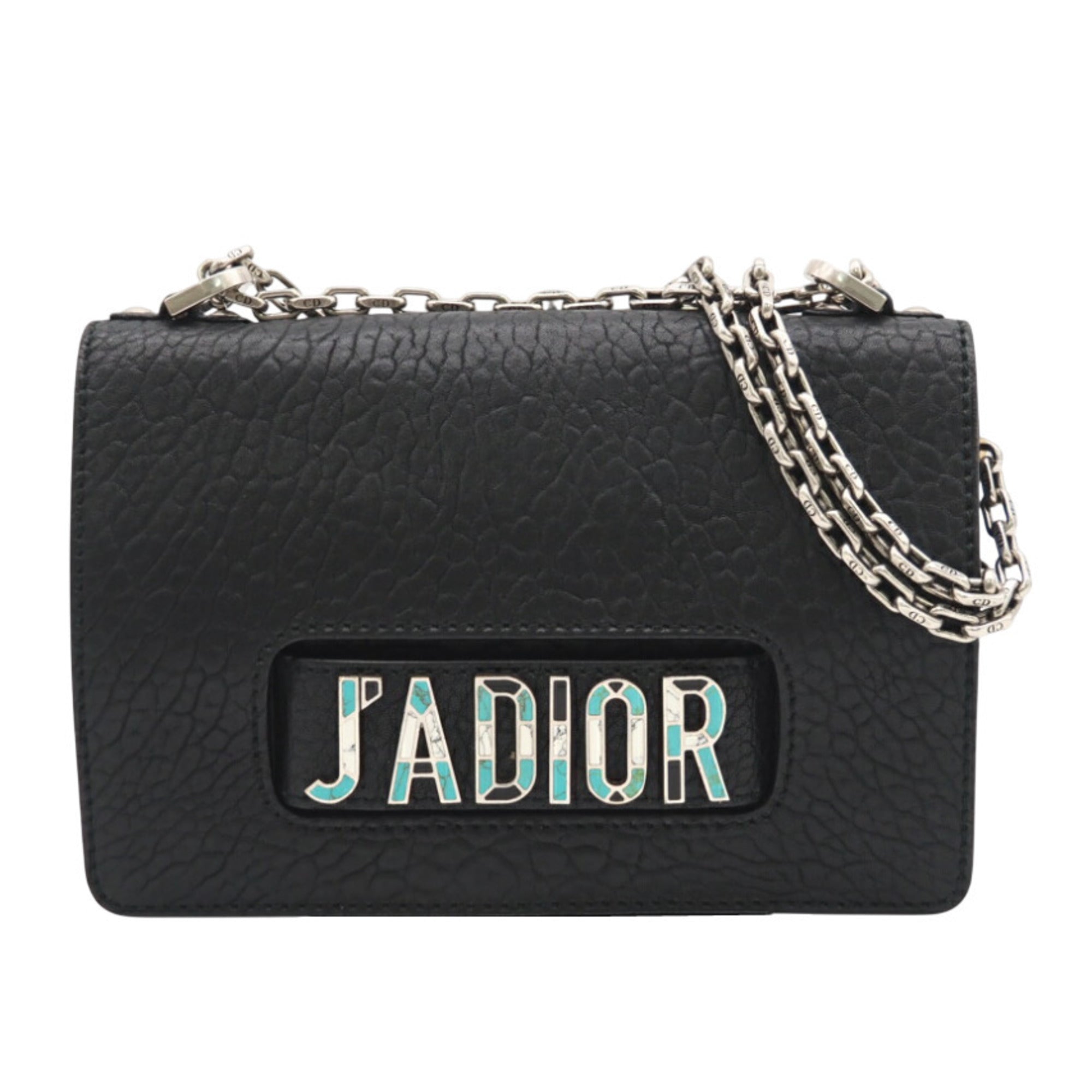 Christian Dior Black Blue White Leather Shoulder Bag (Pre-Owned)