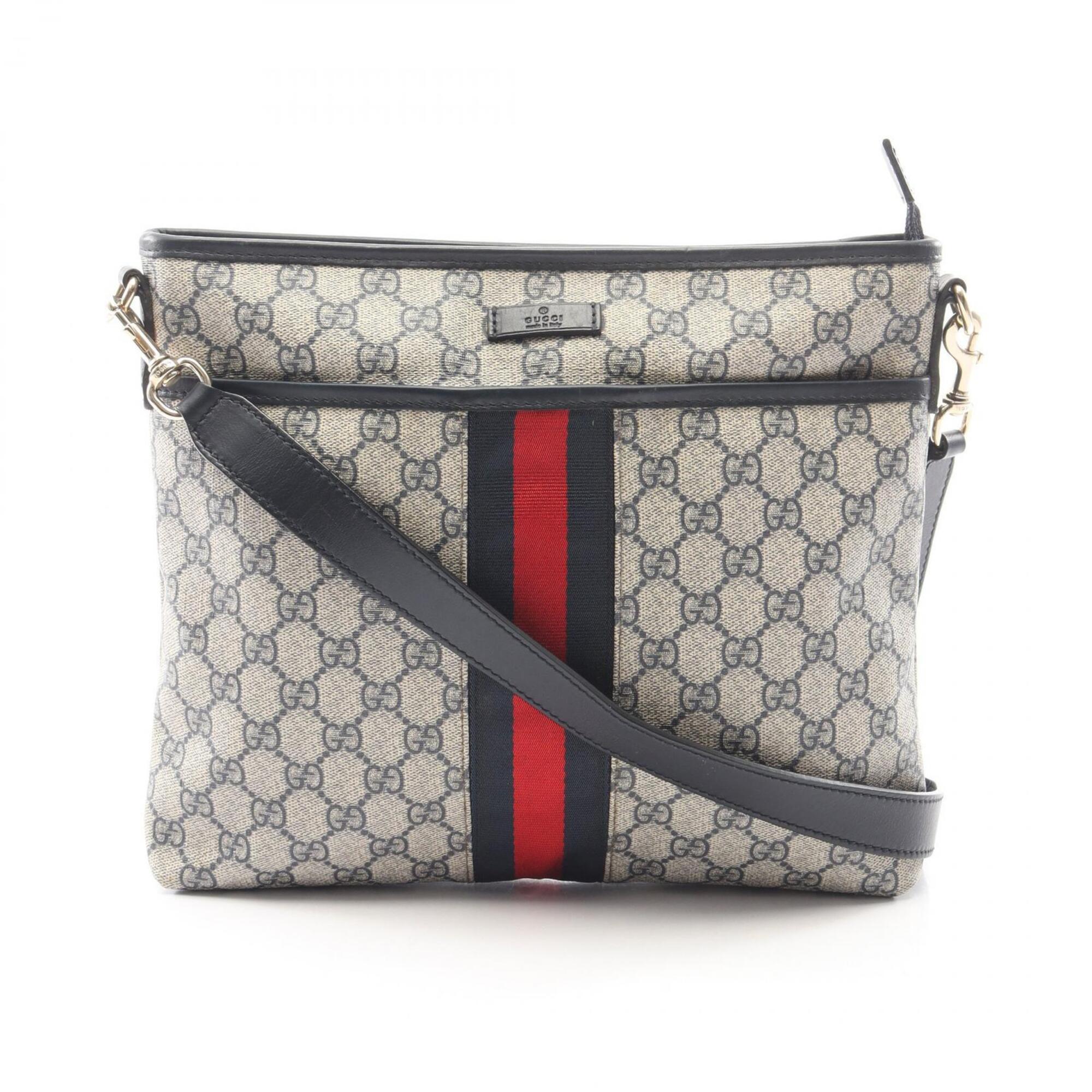 Gucci Beige Navy Pvc Leather Handbag Shoulder Bag (Pre-Owned)
