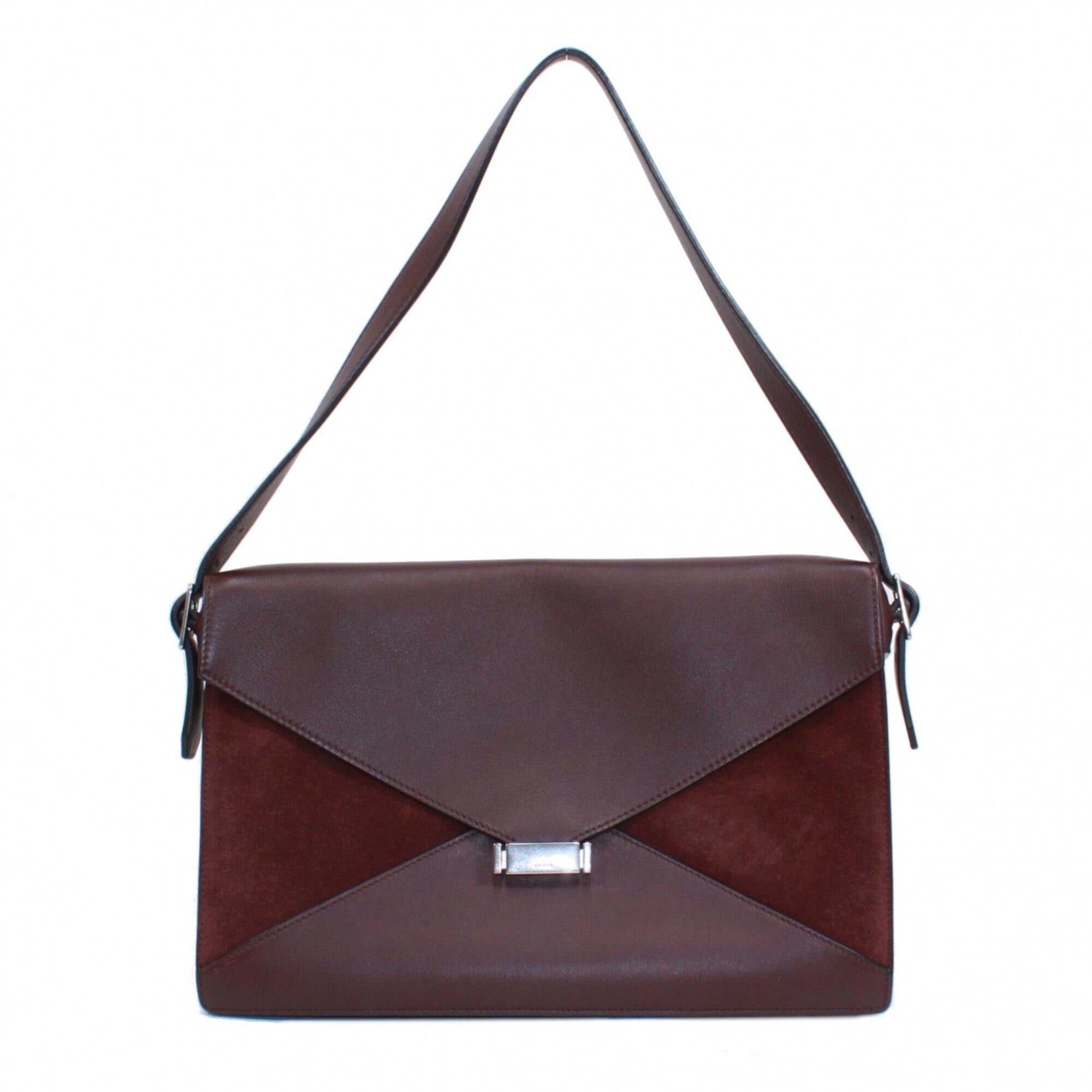 Celine Bordeaux Leather Suede Clutch Bag Shoulder Bag (Pre-Owned)