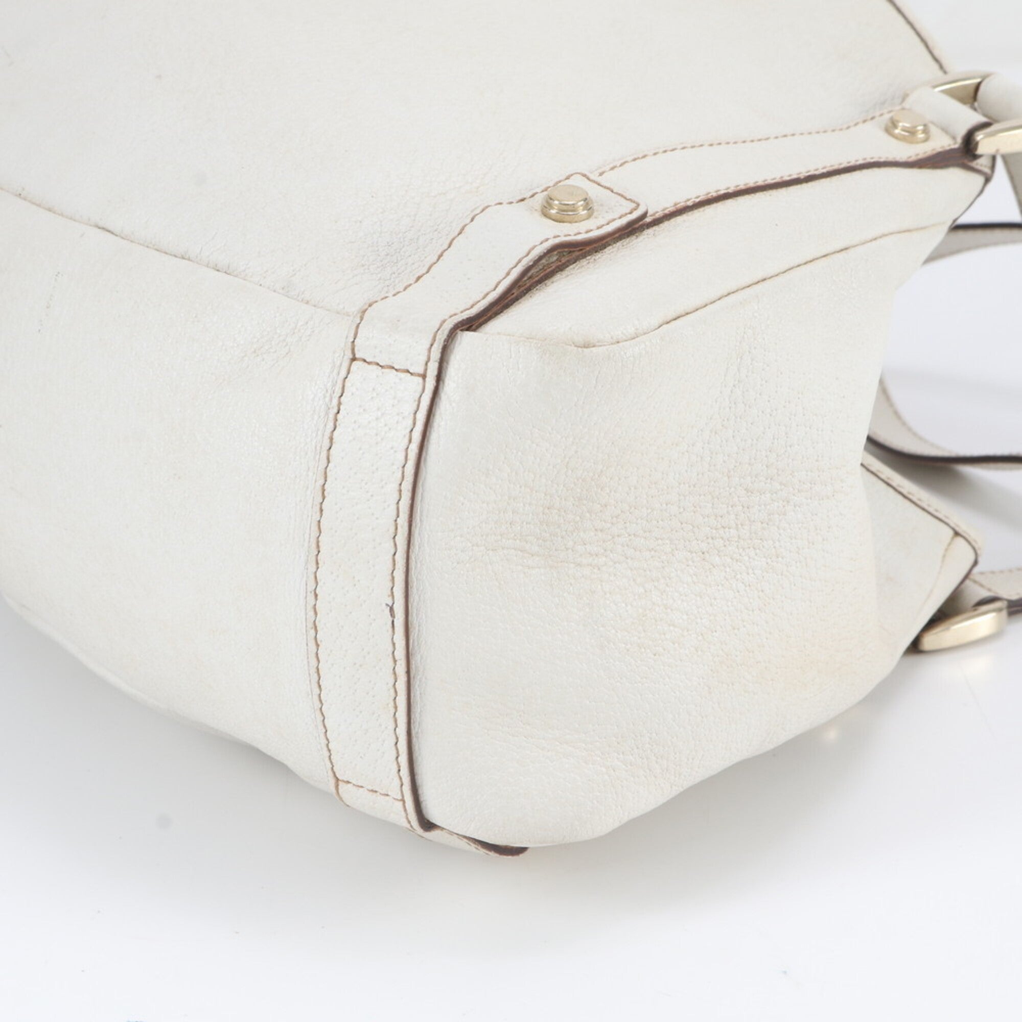 Gucci White Leather Handbag Shoulder Bag Tote Bag (Pre-Owned)
