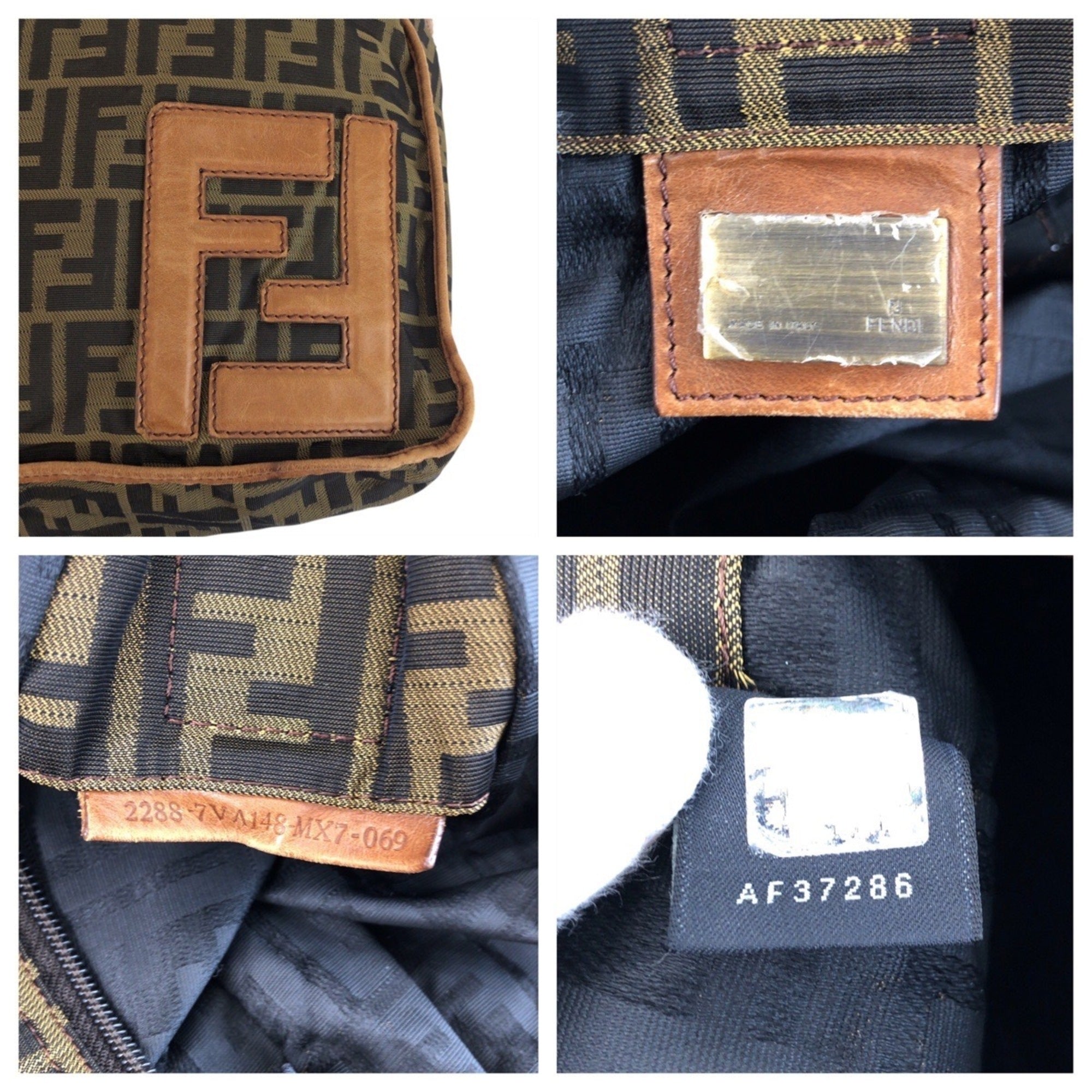 Fendi Brown Dark Brown Nylon Leather Messenger Bag Shoulder Bag (Pre-Owned)