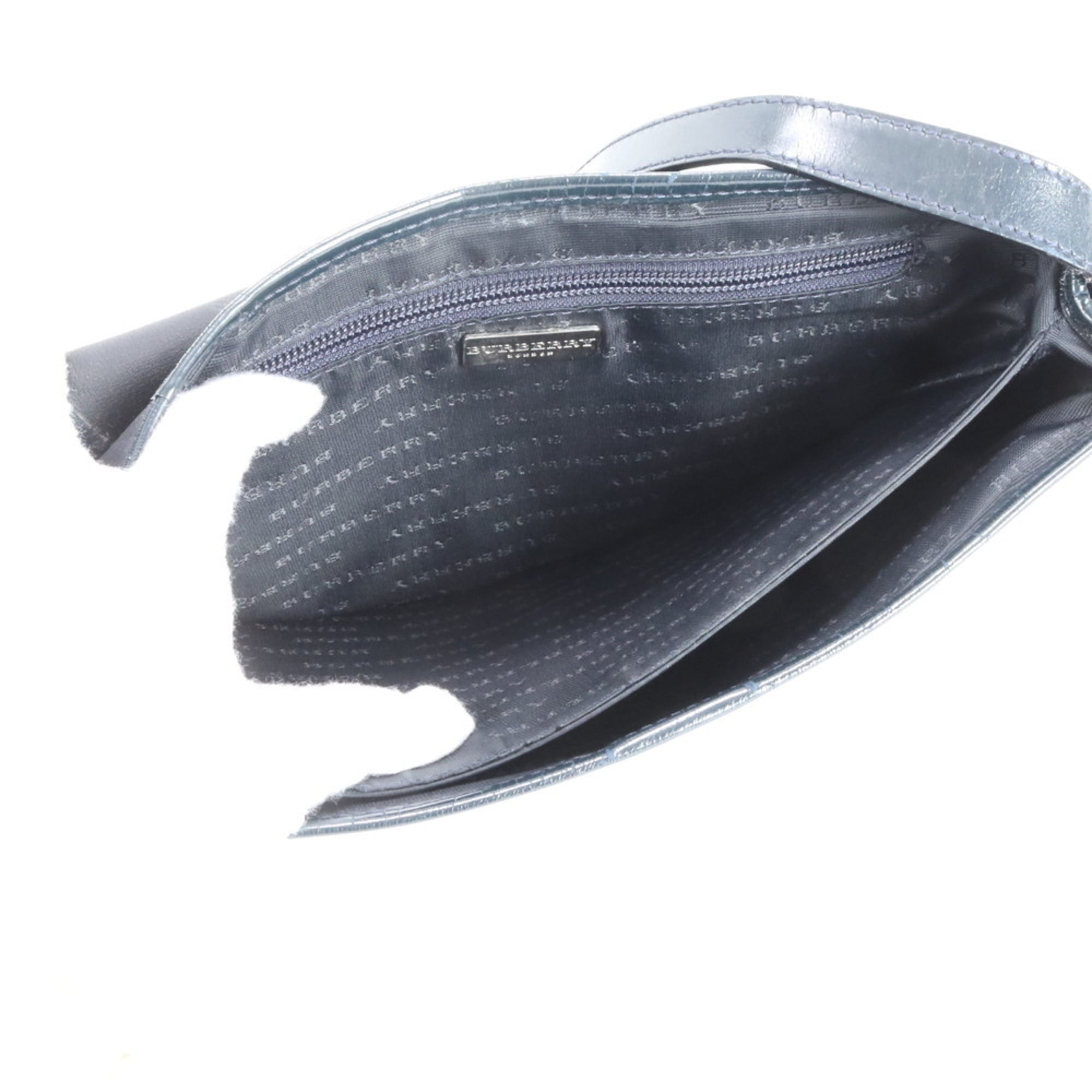 Burberry Navy Leather Nylon Messenger Bag Shoulder Bag (Pre-Owned)