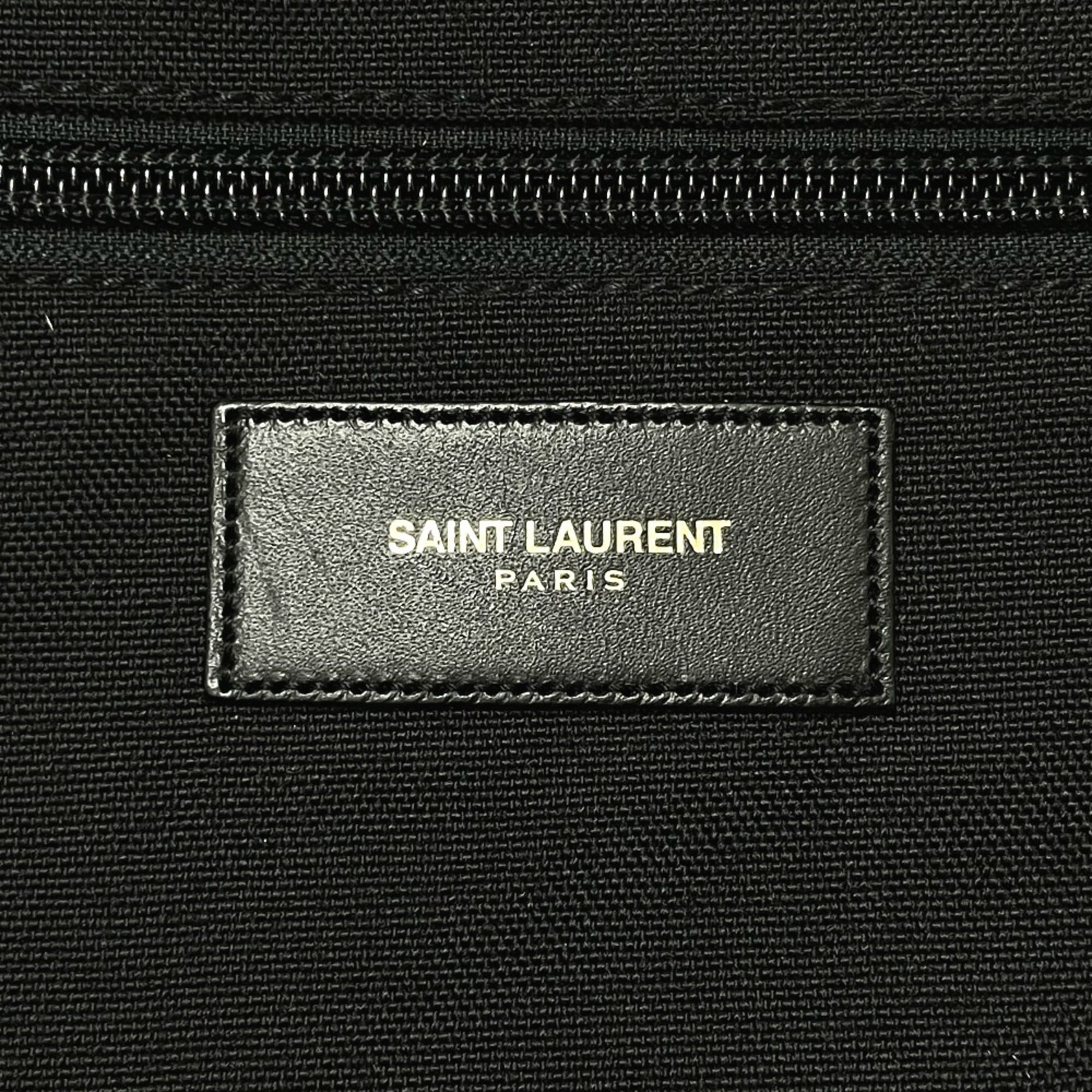 Saint Laurent Blue Red Color White Leather Canvas Backpack (Pre-Owned)
