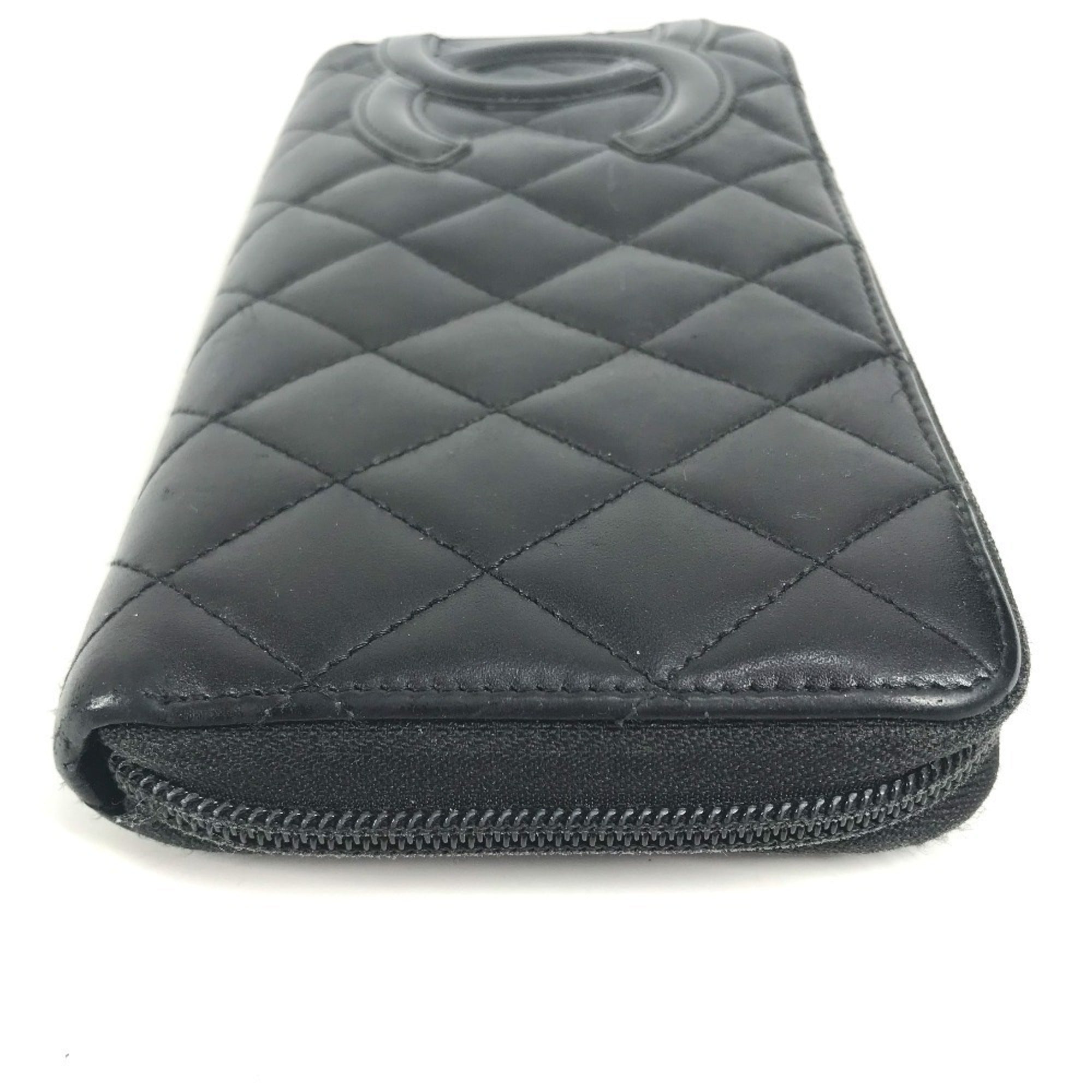Chanel Cambon Black Leather Long Wallet (Bi-Fold) (Pre-Owned)