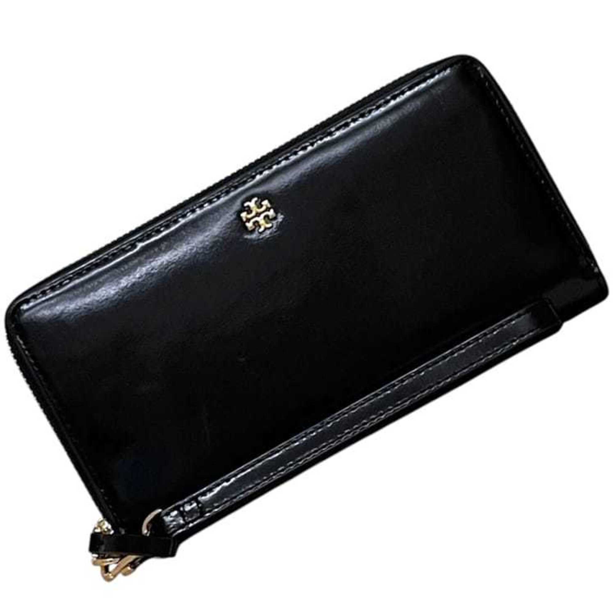 Tory Burch Black Patent Leather Long Wallet (Bi-Fold) (Pre-Owned)