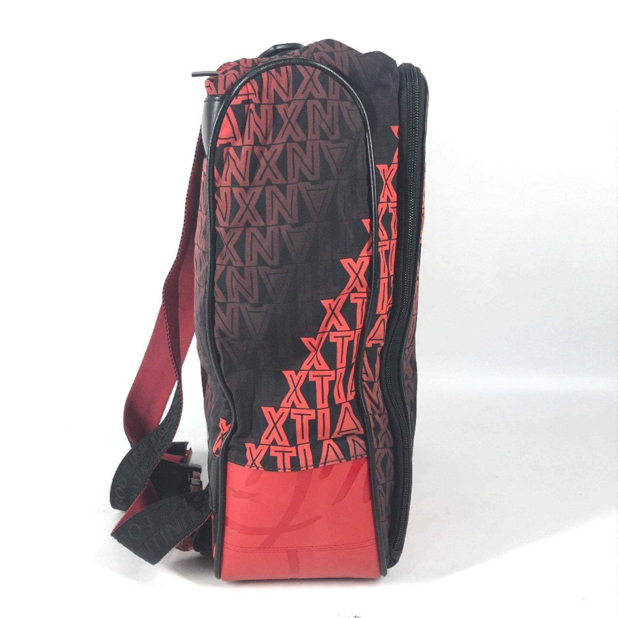 Christian Louboutin Black Red Color Nylon Leather Backpack (Pre-Owned)