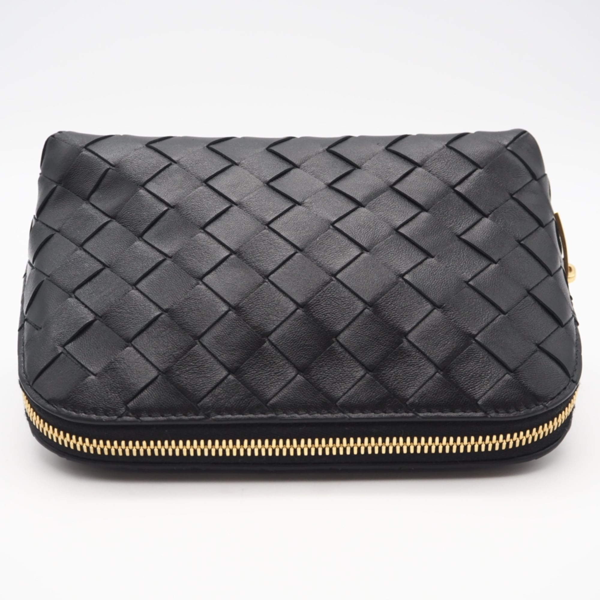 Bottega Veneta Black Intrecciato Leather Pouch (Pre-Owned)