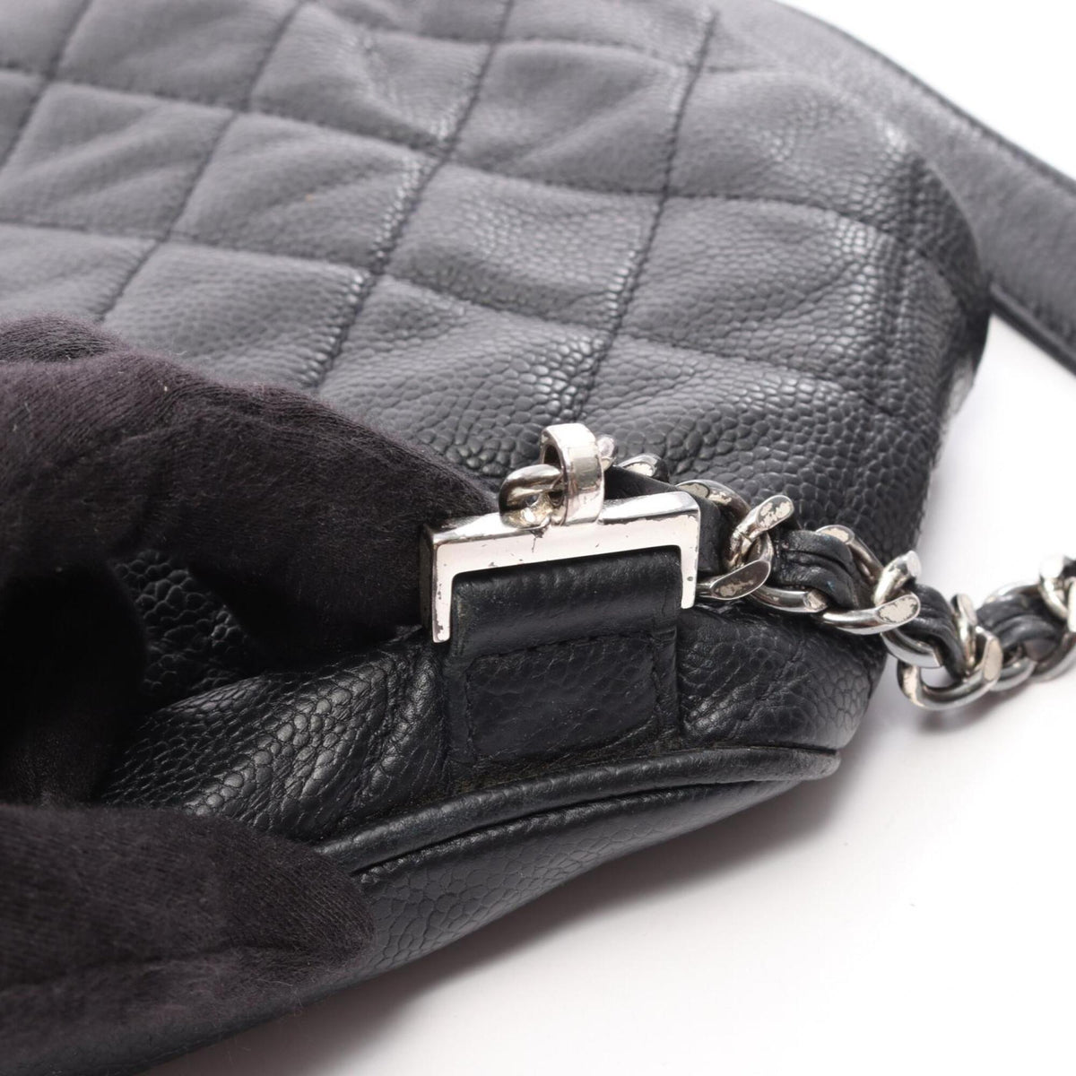 Chanel Black Grained Calfskin Backpack Handbag (Pre-Owned)