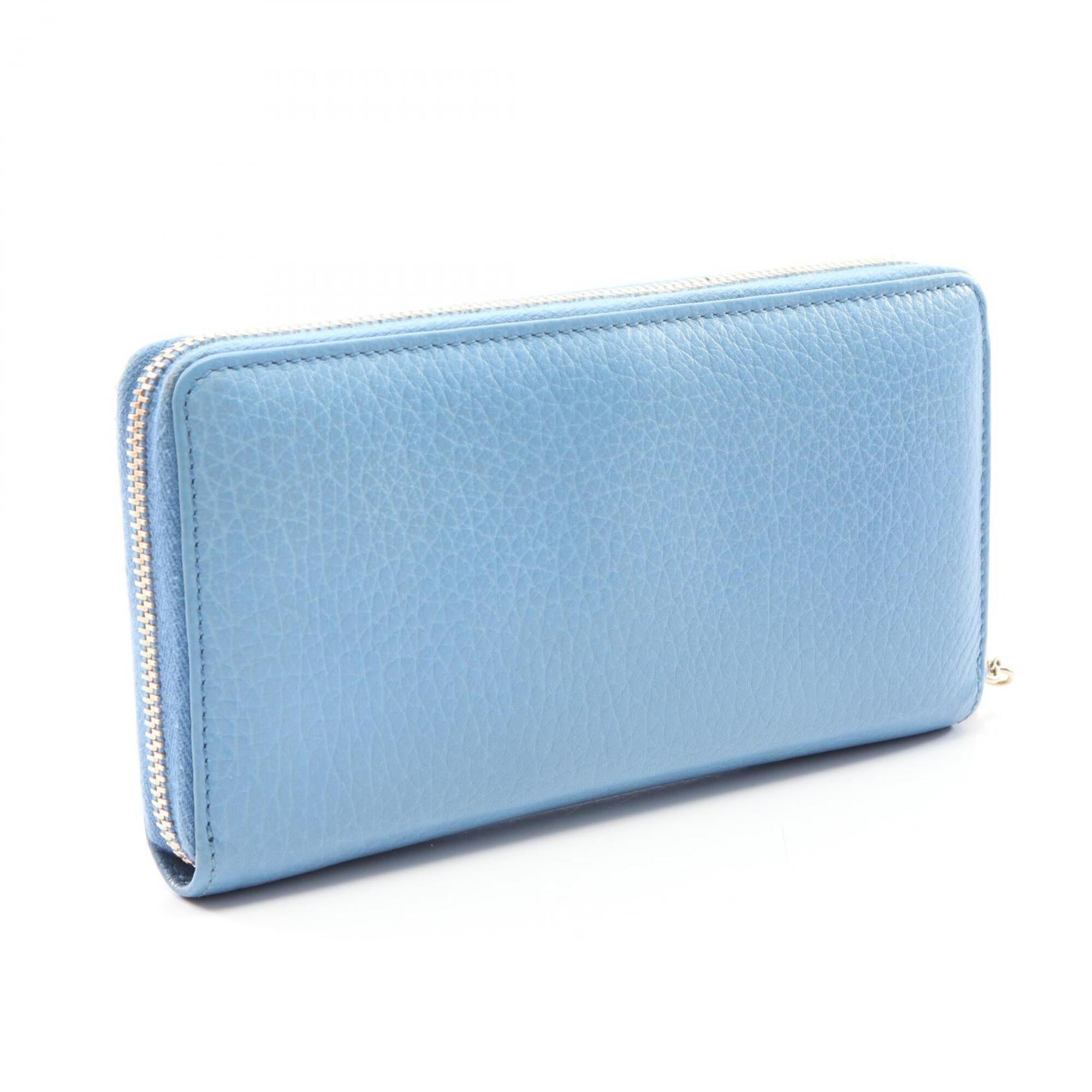 Gucci Blue Leather Long Wallet (Bi-Fold) (Pre-Owned)