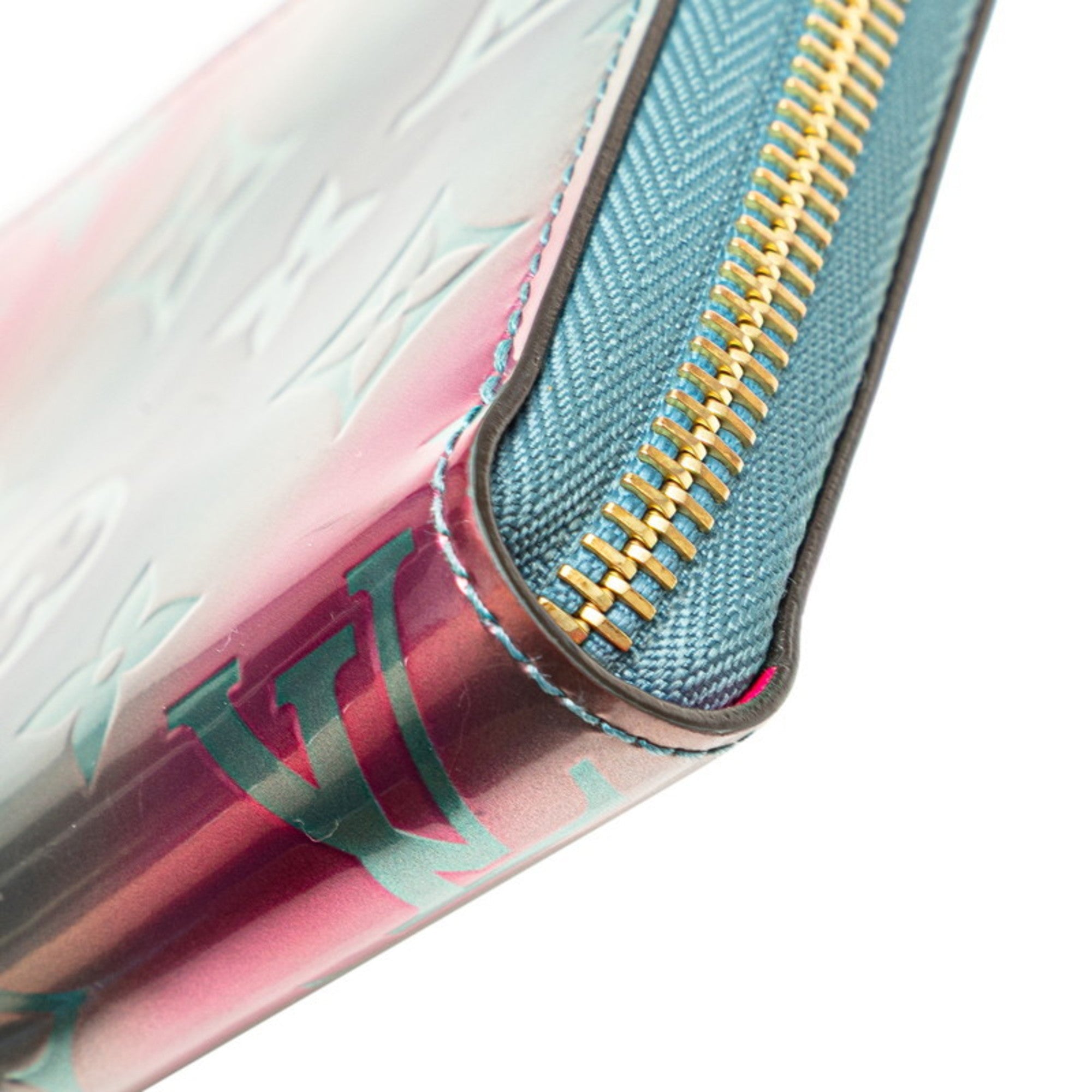 Louis Vuitton Blue Multi-Color Pink Patent Leather Long Wallet (Bi-Fold) (Pre-Owned)