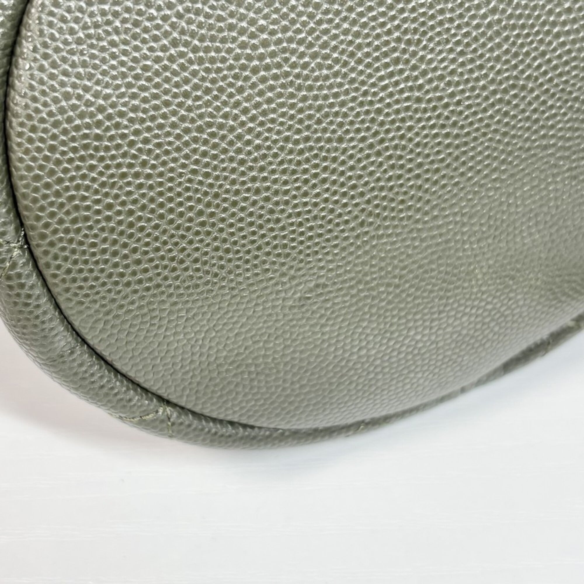 Chanel Khaki Grained Calfskin Pochette Shoulder Bag (Pre-Owned)