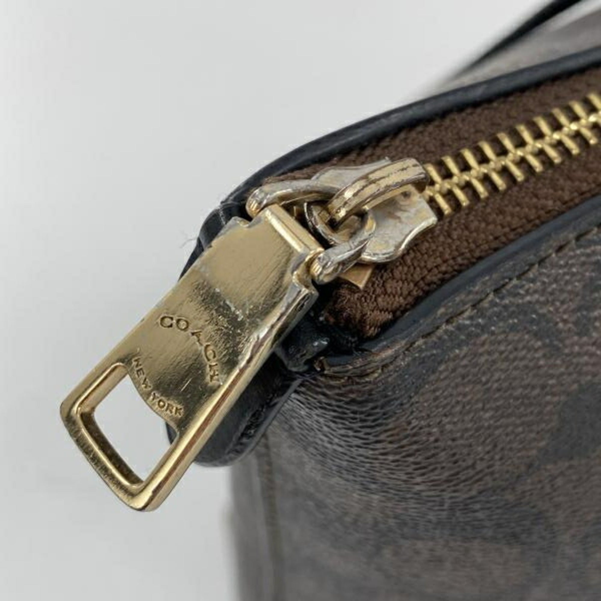 Coach Signature Blue Brown Signature Line Tote Bag (Pre-Owned)