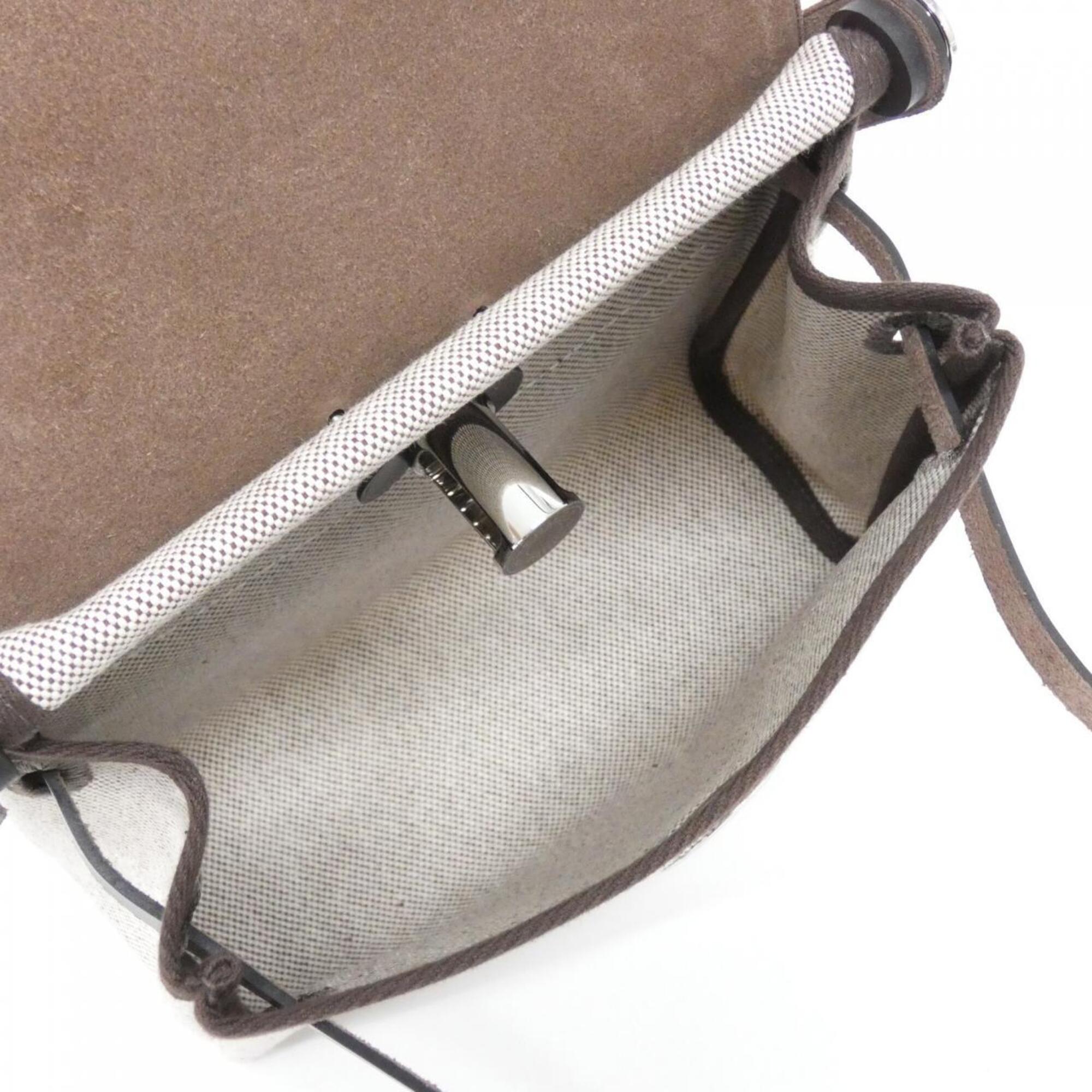 Hermes Ebene Ecru Toile H Vache Leather Shoulder Bag (Pre-Owned)