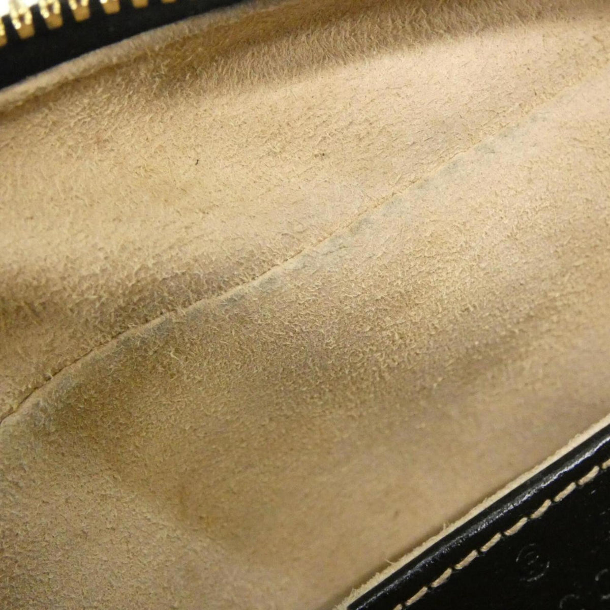 Gucci Beige Black Gg Canvas Leather Shoulder Bag (Pre-Owned)