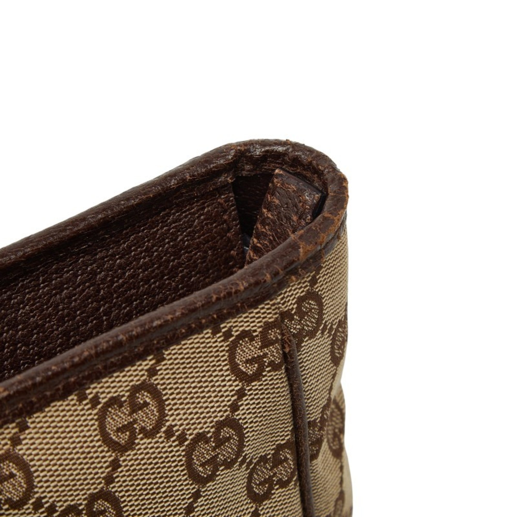 Gucci Beige Brown Canvas Leather Handbag Tote Bag (Pre-Owned)
