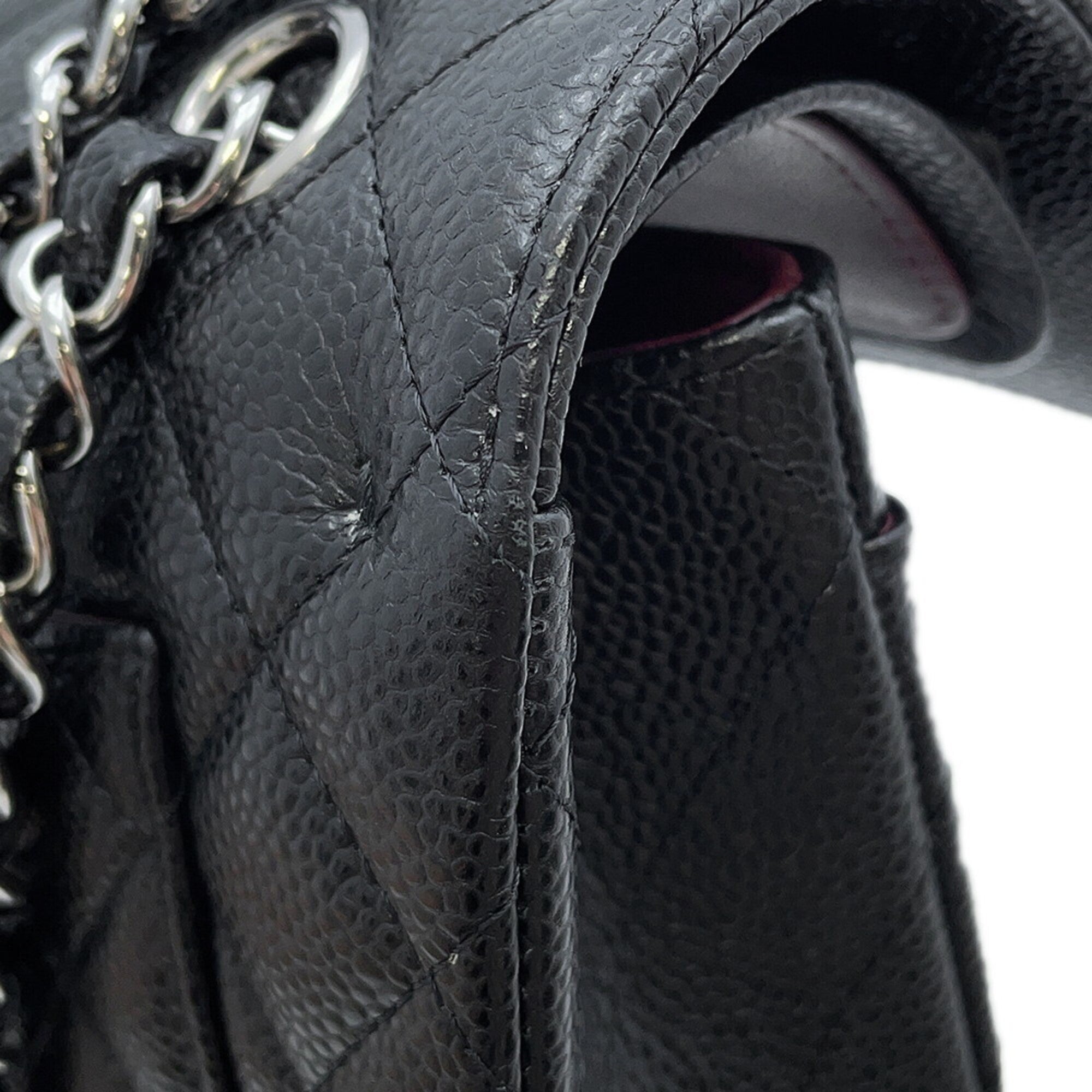 Chanel Black Grained Calfskin Handbag Shoulder Bag (Pre-Owned)