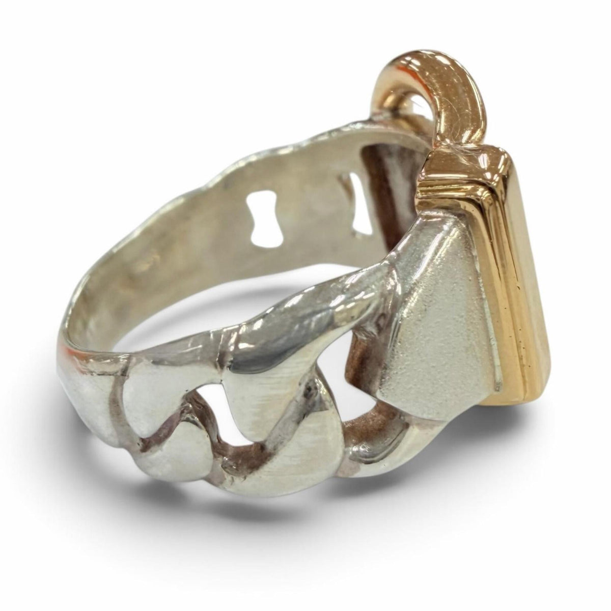 Hermes Silver Yellow Gold Yellow Gold (18K) Silver 925 Band Ring (Pre-Owned)