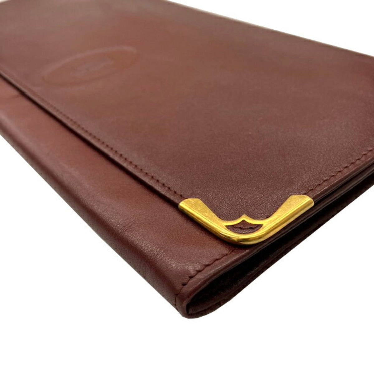 Cartier Bordeaux Leather Clutch Bag (Pre-Owned)