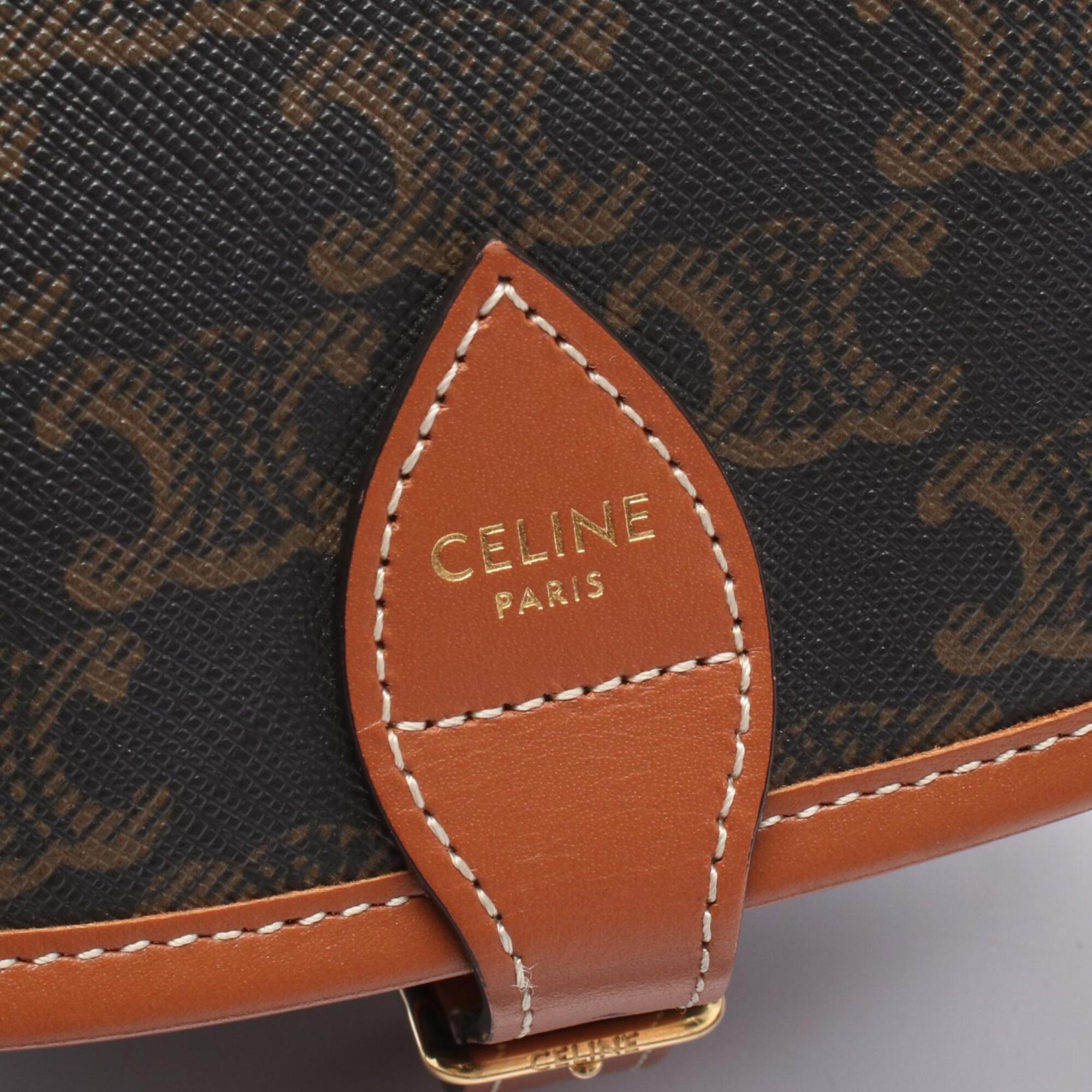 Celine Black Brown Coated Canvas Pvc Leather Handbag Shoulder Bag (Pre-Owned)