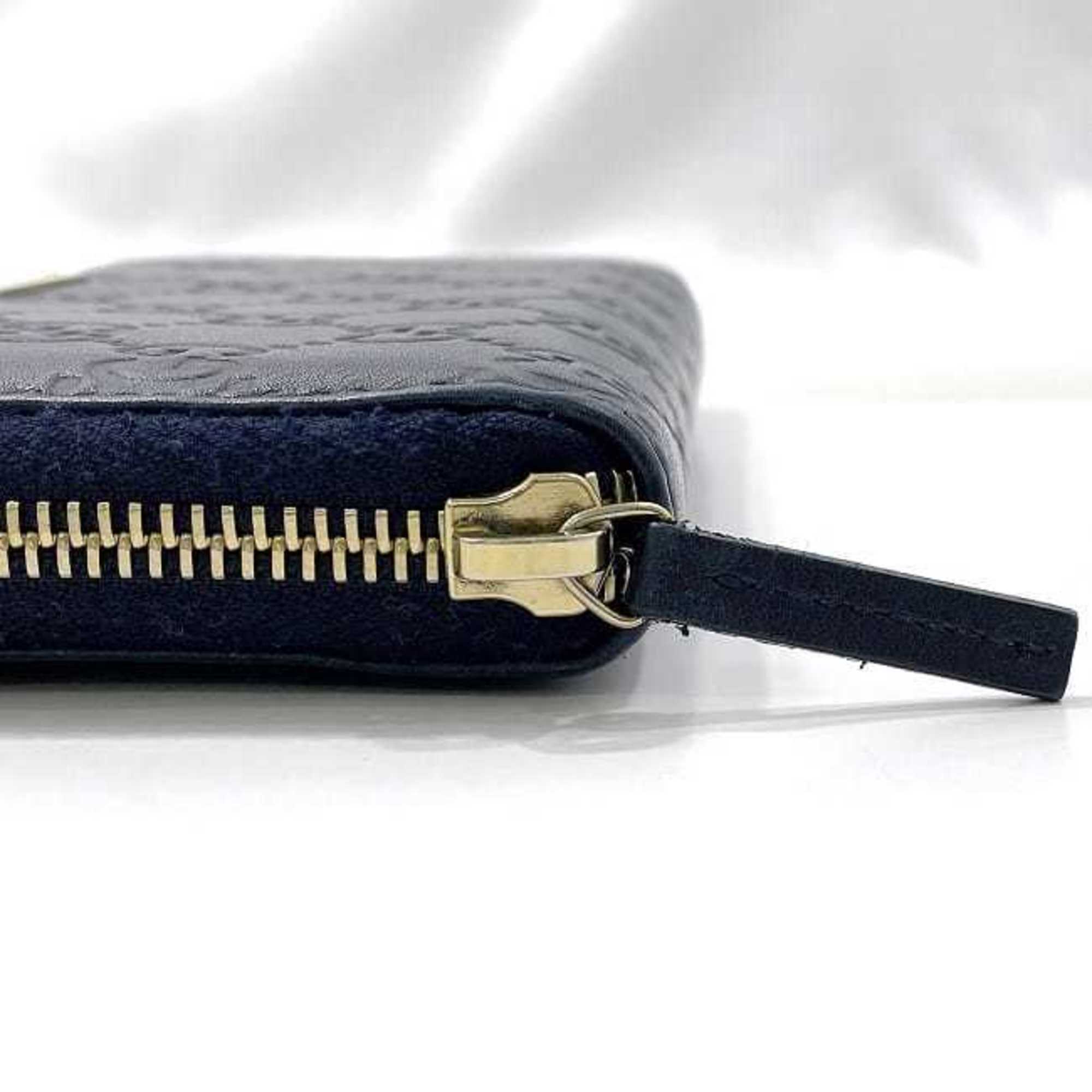 Gucci Navy Leather Long Wallet (Bi-Fold) (Pre-Owned)