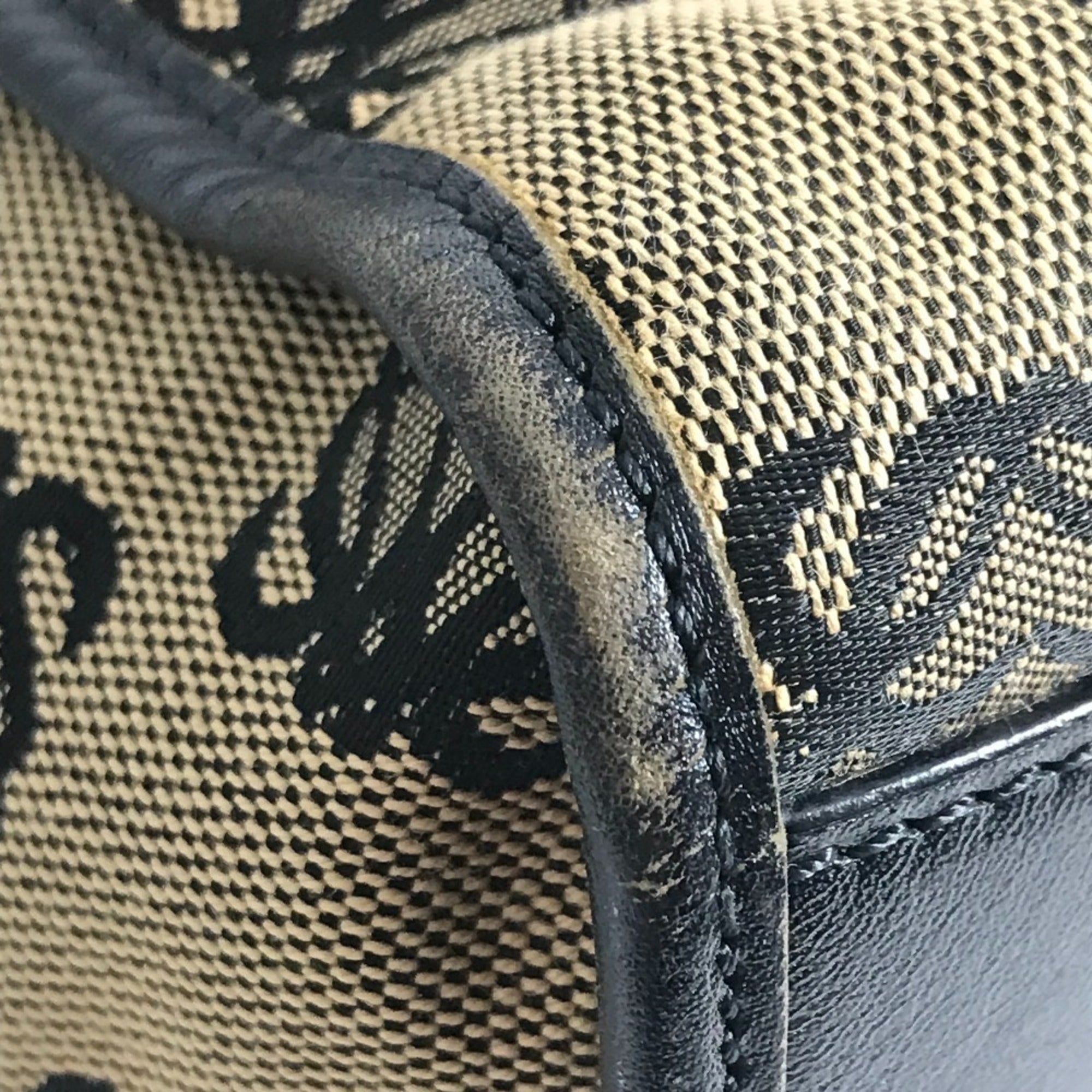 Loewe Beige Black Leather Canvas Handbag Tote Bag (Pre-Owned)