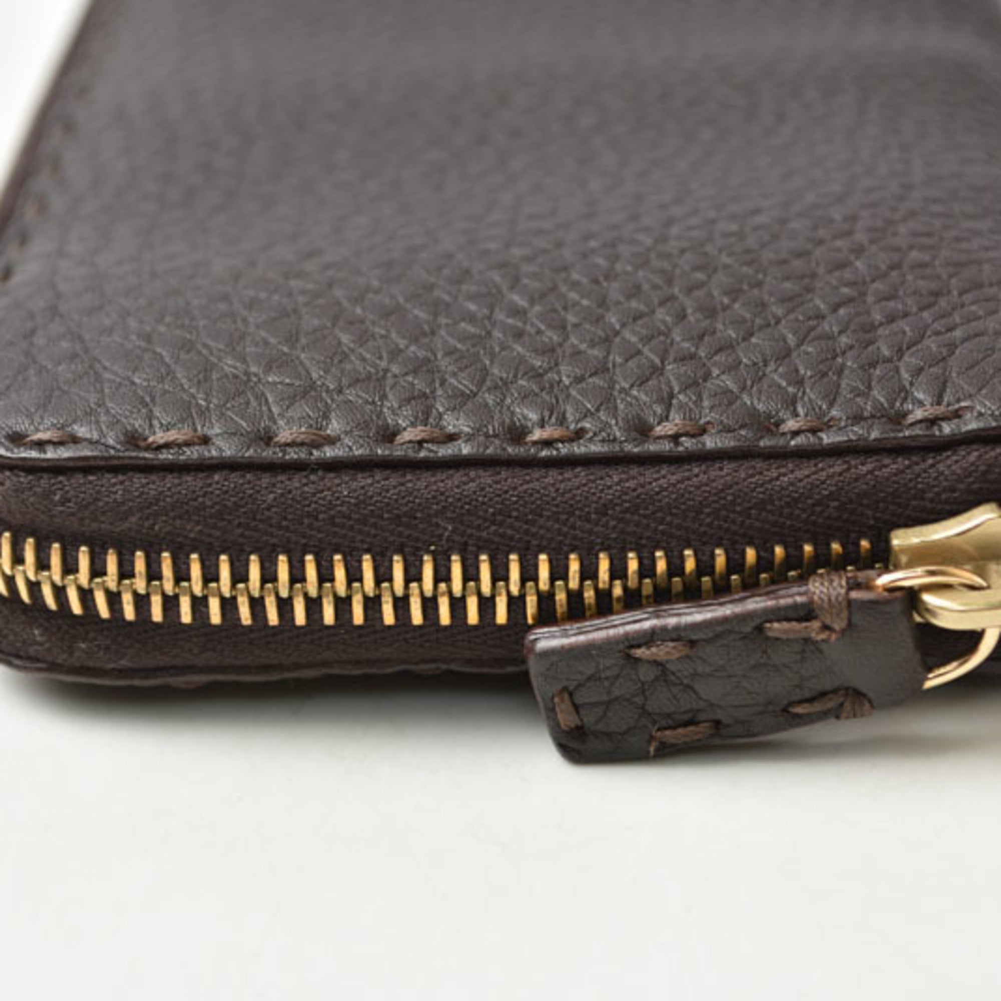 Fendi Dark Brown Leather Coin Purse/Coin Case (Pre-Owned)