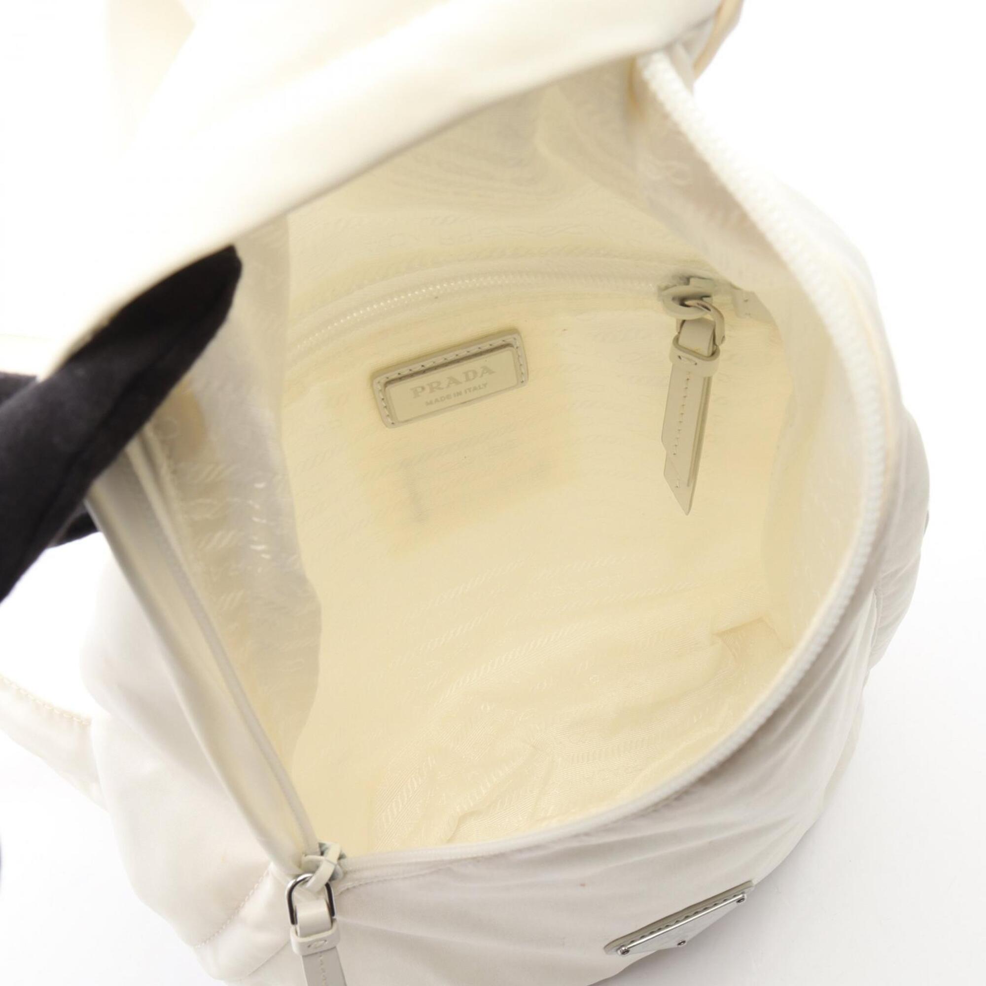 Prada White Nylon Leather Fanny Pack Handbag (Pre-Owned)