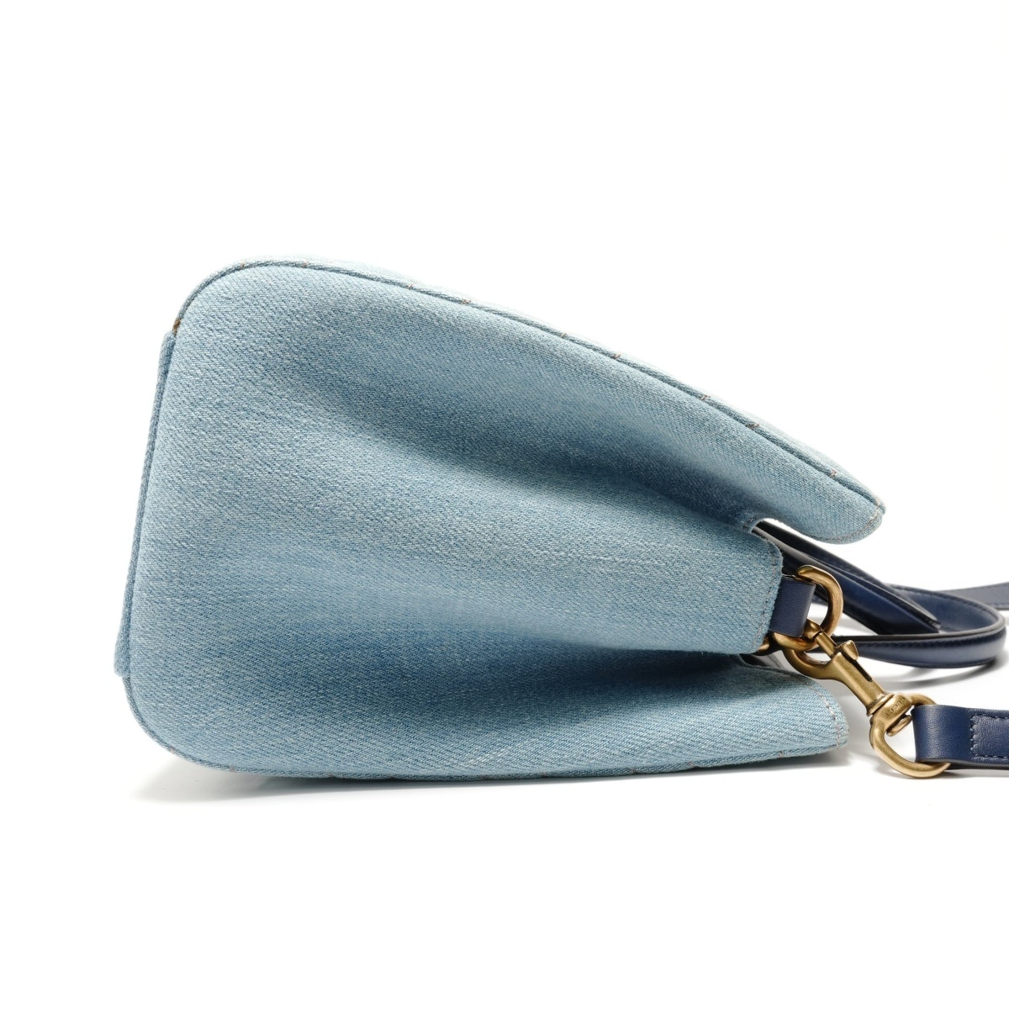 Gucci Gg Marmont Blue Denim Shoulder Bag (Pre-Owned)