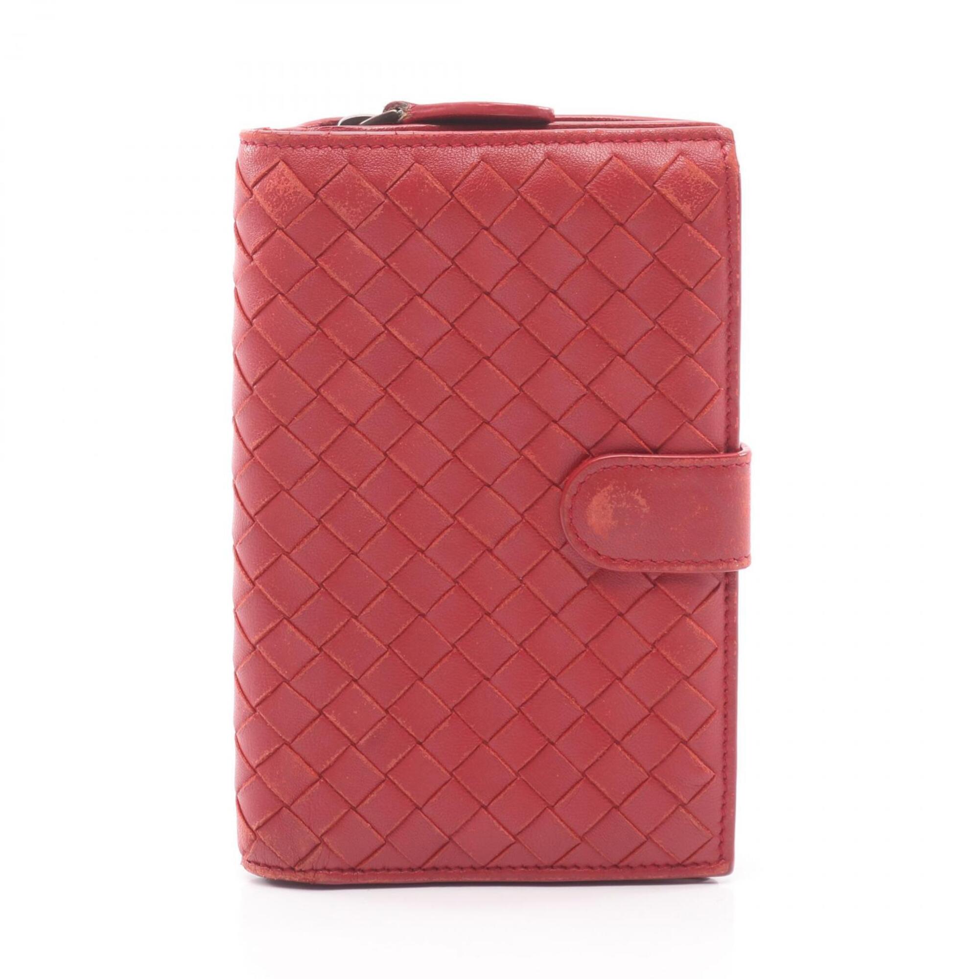 Bottega Veneta Red Color Intrecciato Wallet (Bi-Fold) (Pre-Owned)