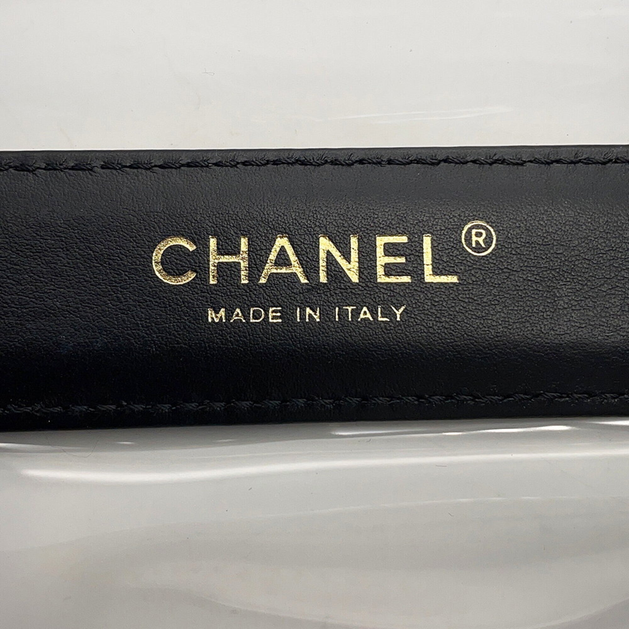 Chanel Black Clear Black Vinyl Handbag Shoulder Bag (Pre-Owned)