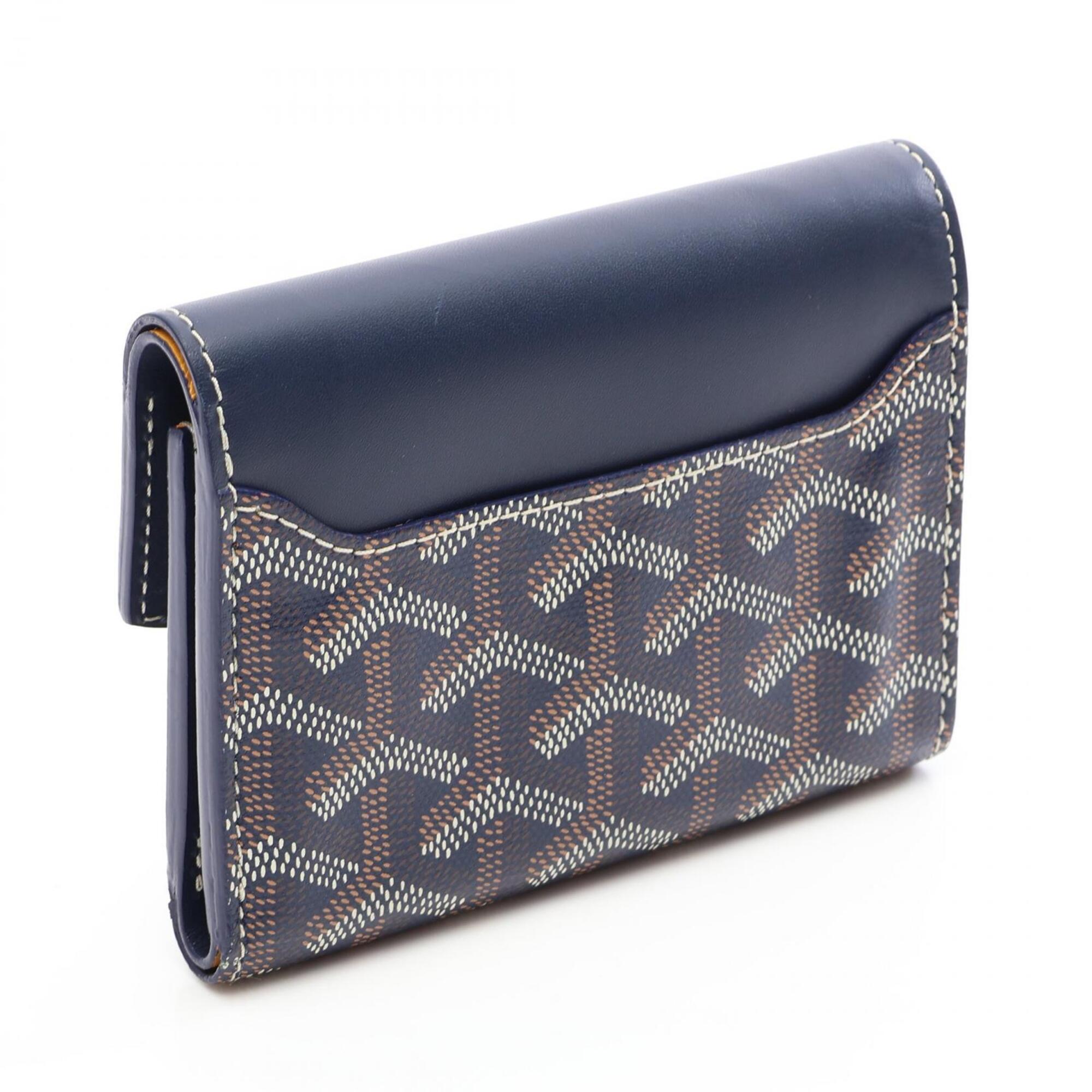 Goyard Multi-Color Navy Coated Canvas Leather Wallet (Tri-Fold) (Pre-Owned)