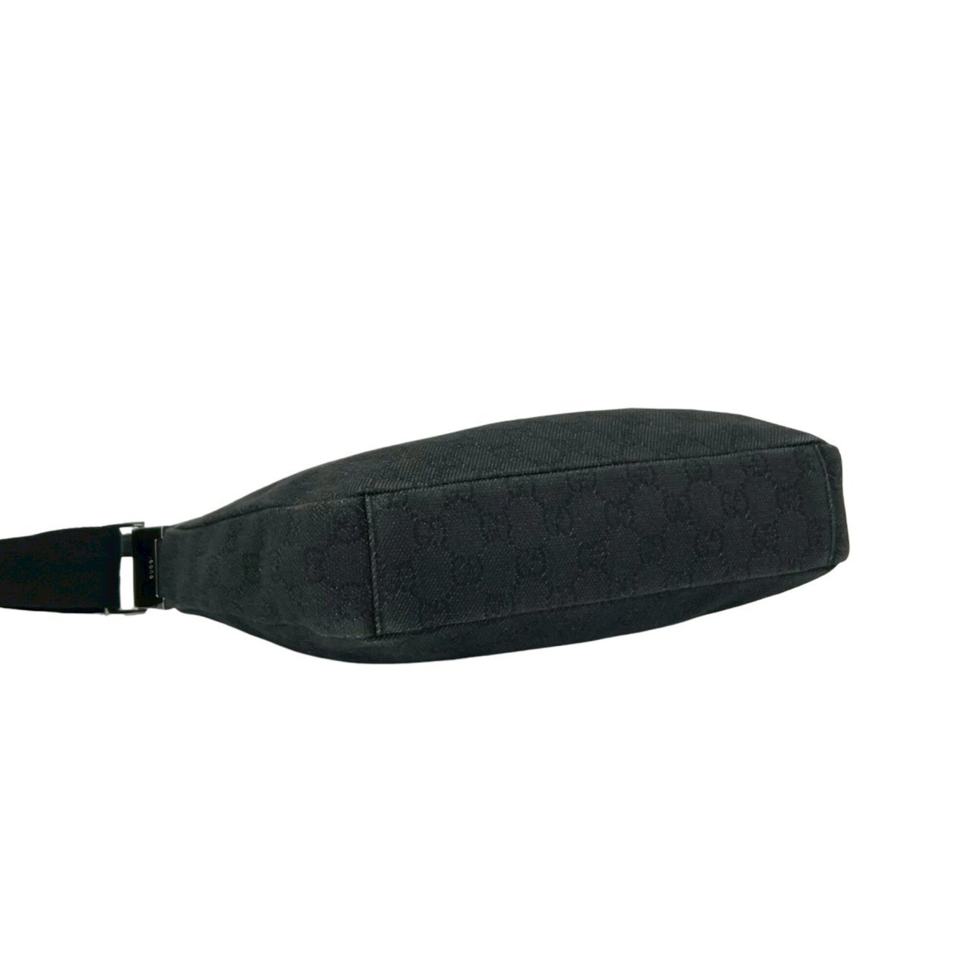 Gucci Black Leather Canvas Pochette Shoulder Bag (Pre-Owned)