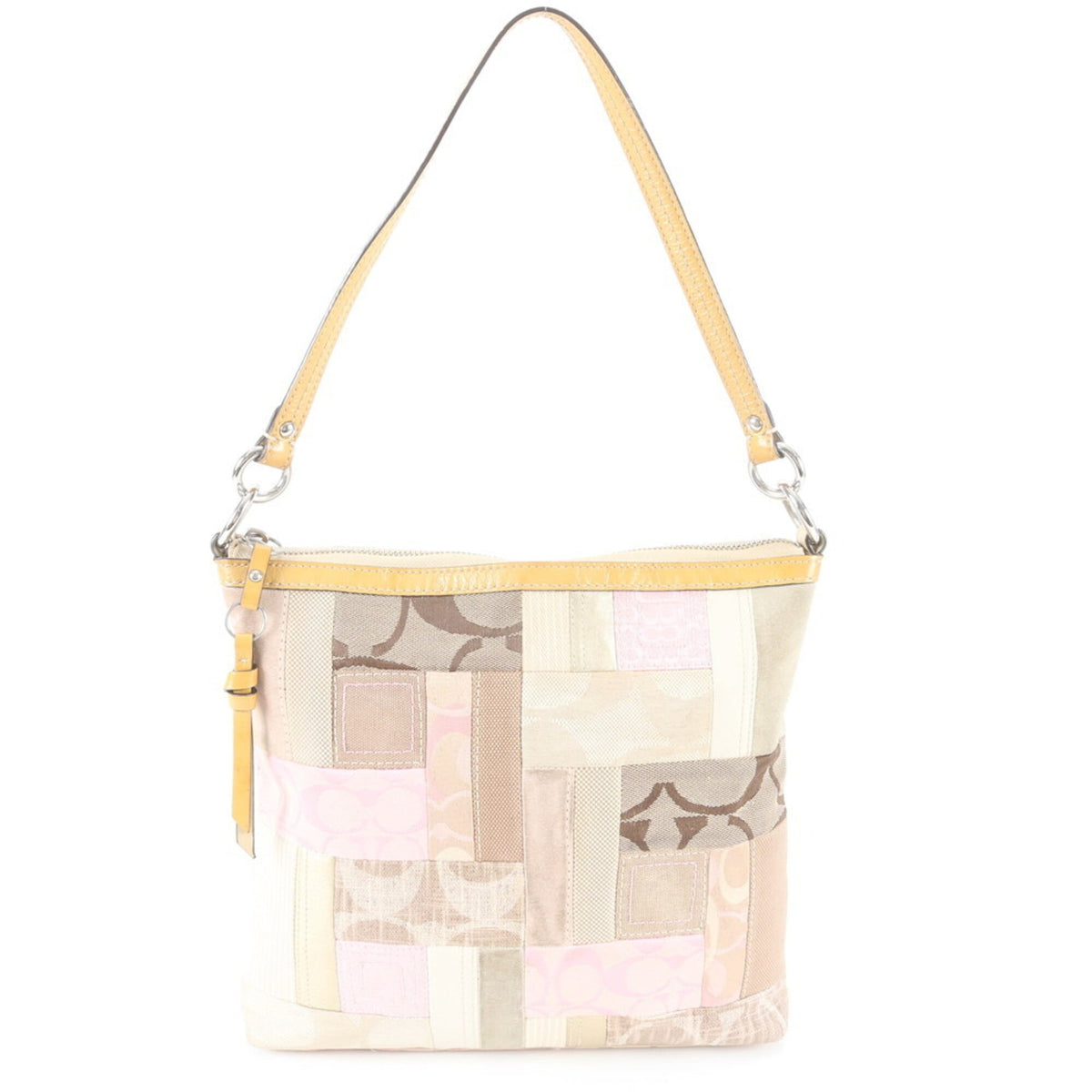 Coach Beige Leather Canvas Handbag Shoulder Bag (Pre-Owned)
