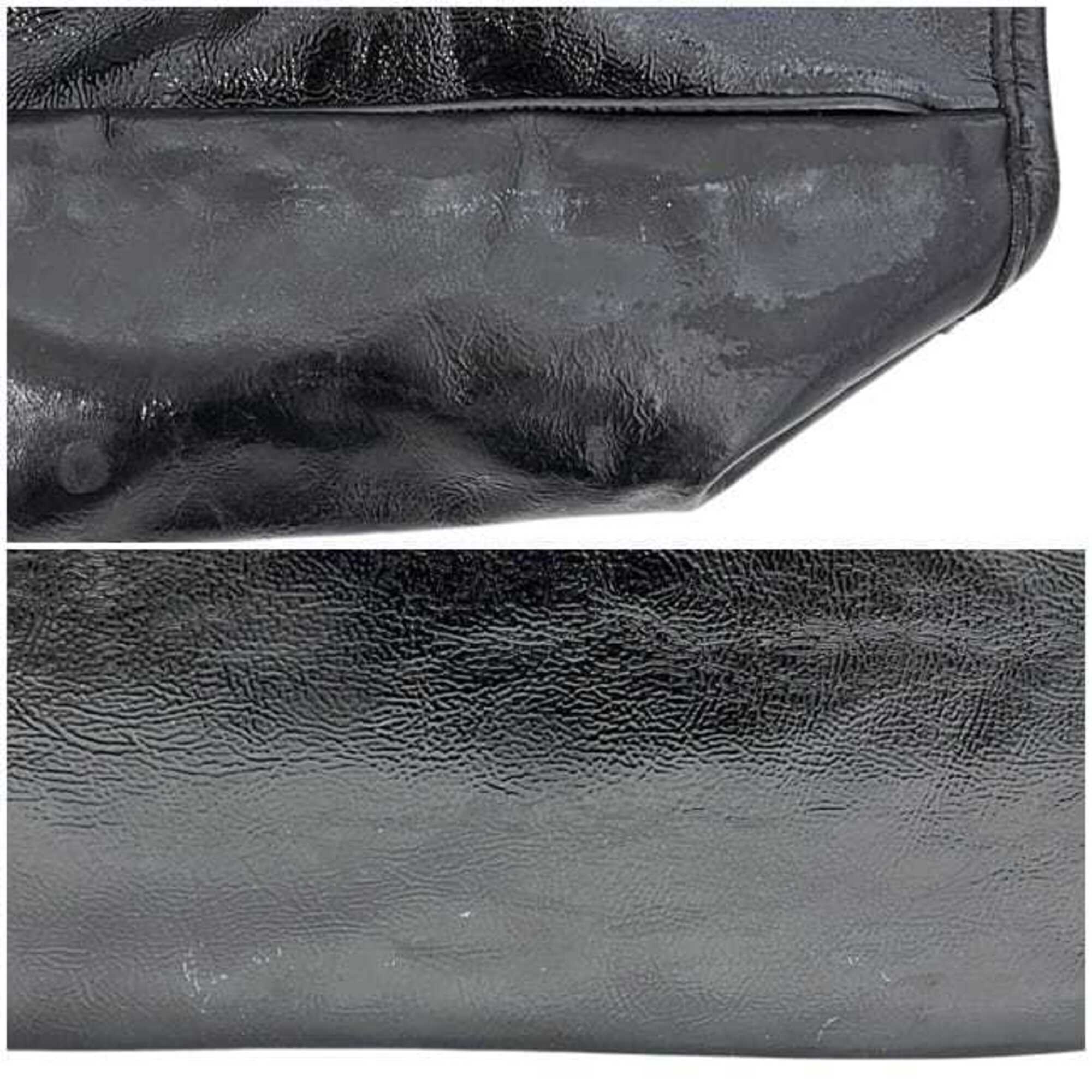 Yves Saint Laurent Y Mail Black Patent Leather Tote Bag (Pre-Owned)