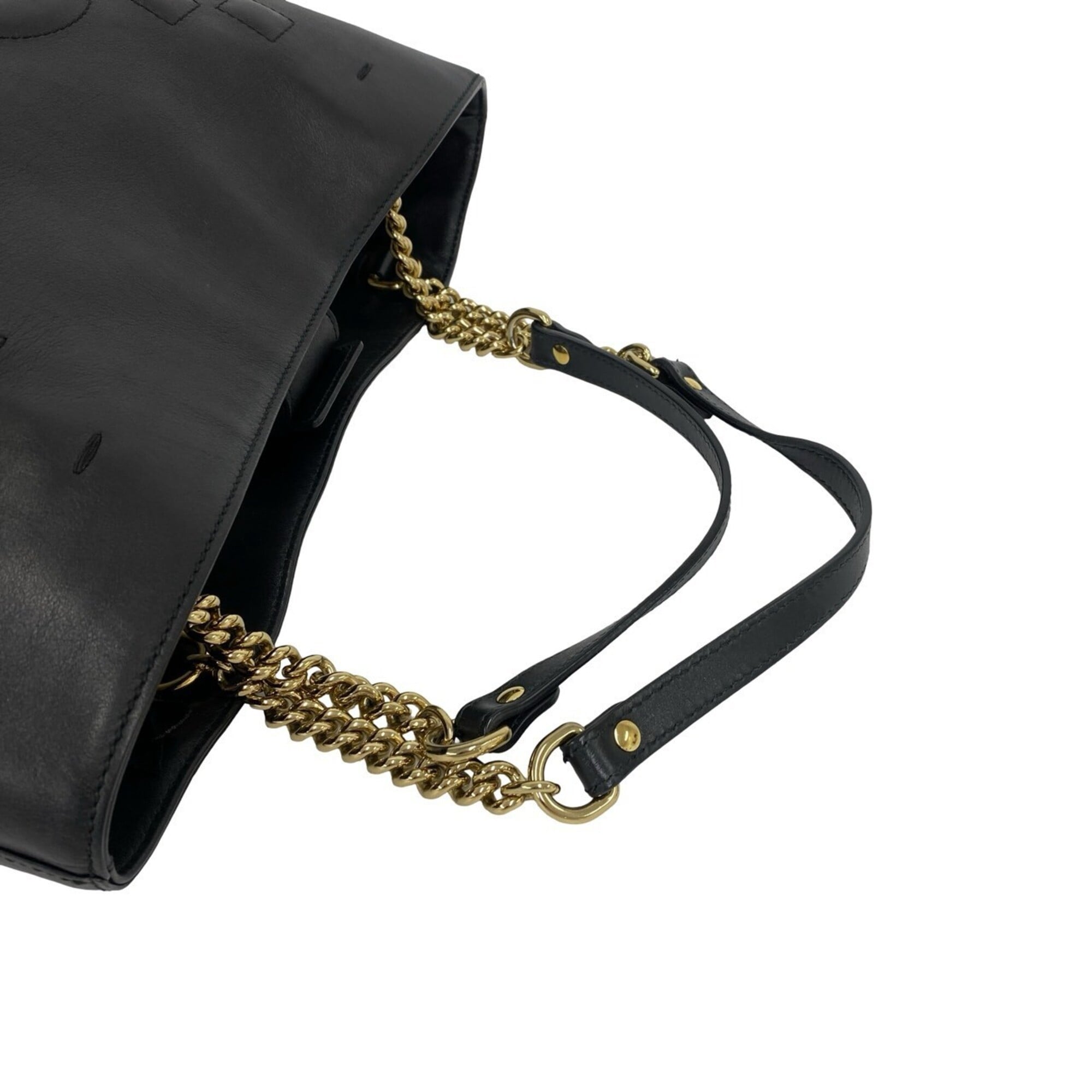 Gucci Black Leather Shoulder Bag Tote Bag (Pre-Owned)