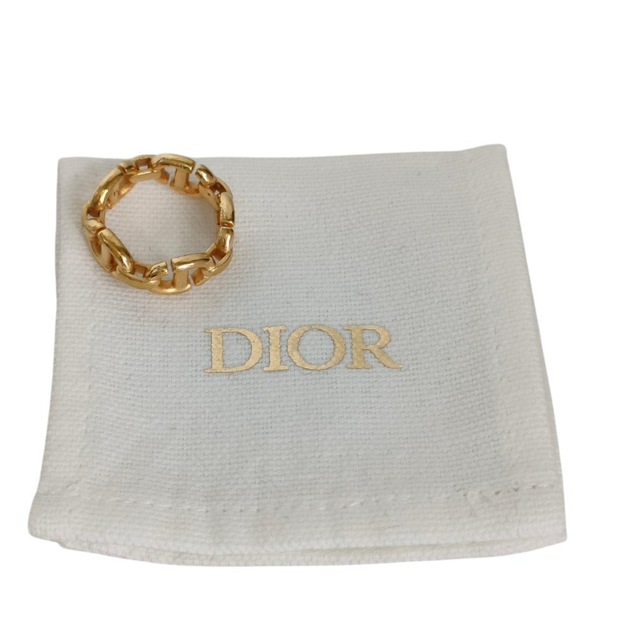 Christian Dior Gold Gold Plating Metal Band Ring (Pre-Owned)