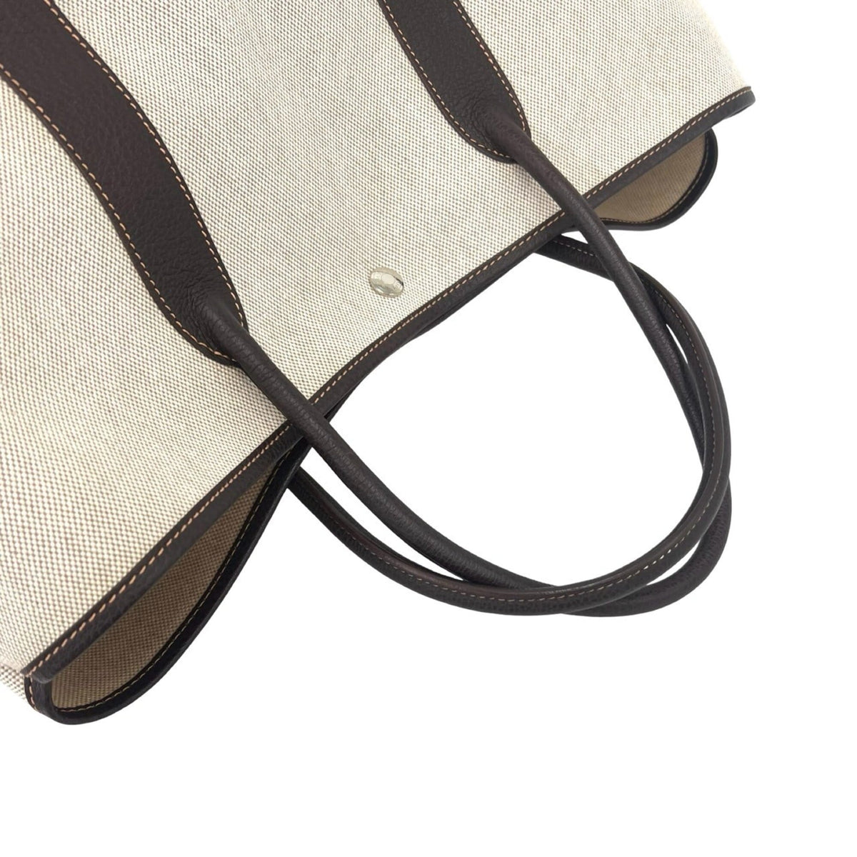 Hermes Brown Ivory Toile H Buffalo Leather Handbag Tote Bag (Pre-Owned)
