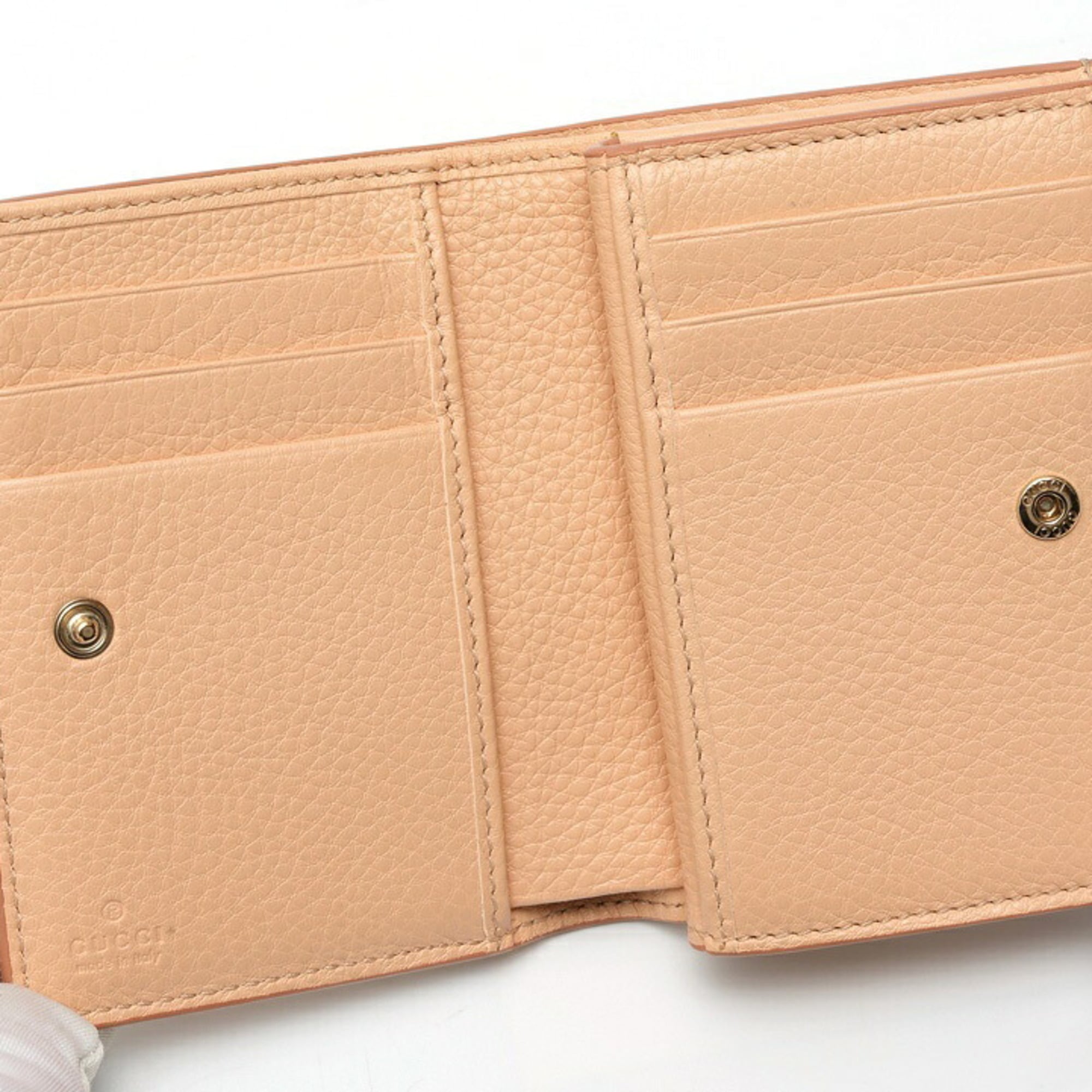 Gucci Pink Beige Gg Leather Wallet (Bi-Fold) (Pre-Owned)