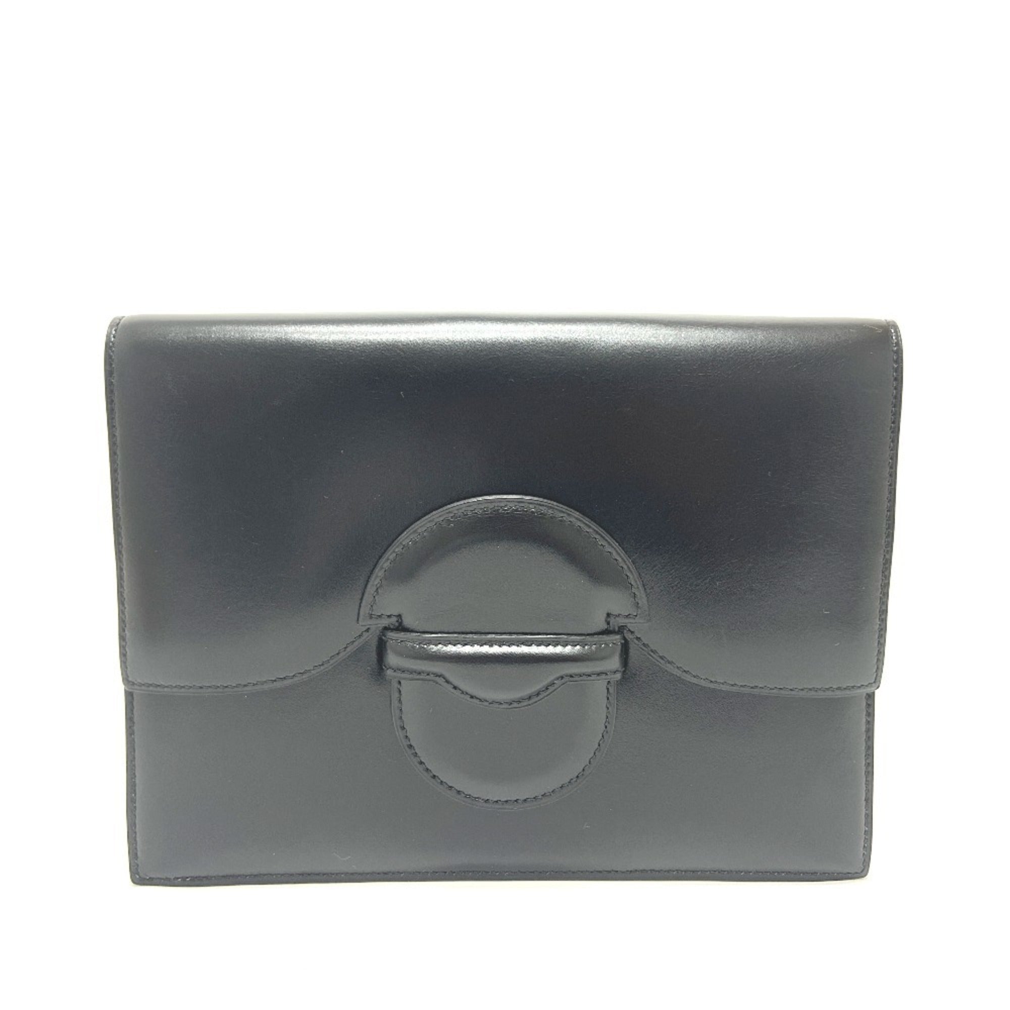 Hermes Black Box Calf Leather Clutch Bag (Pre-Owned)